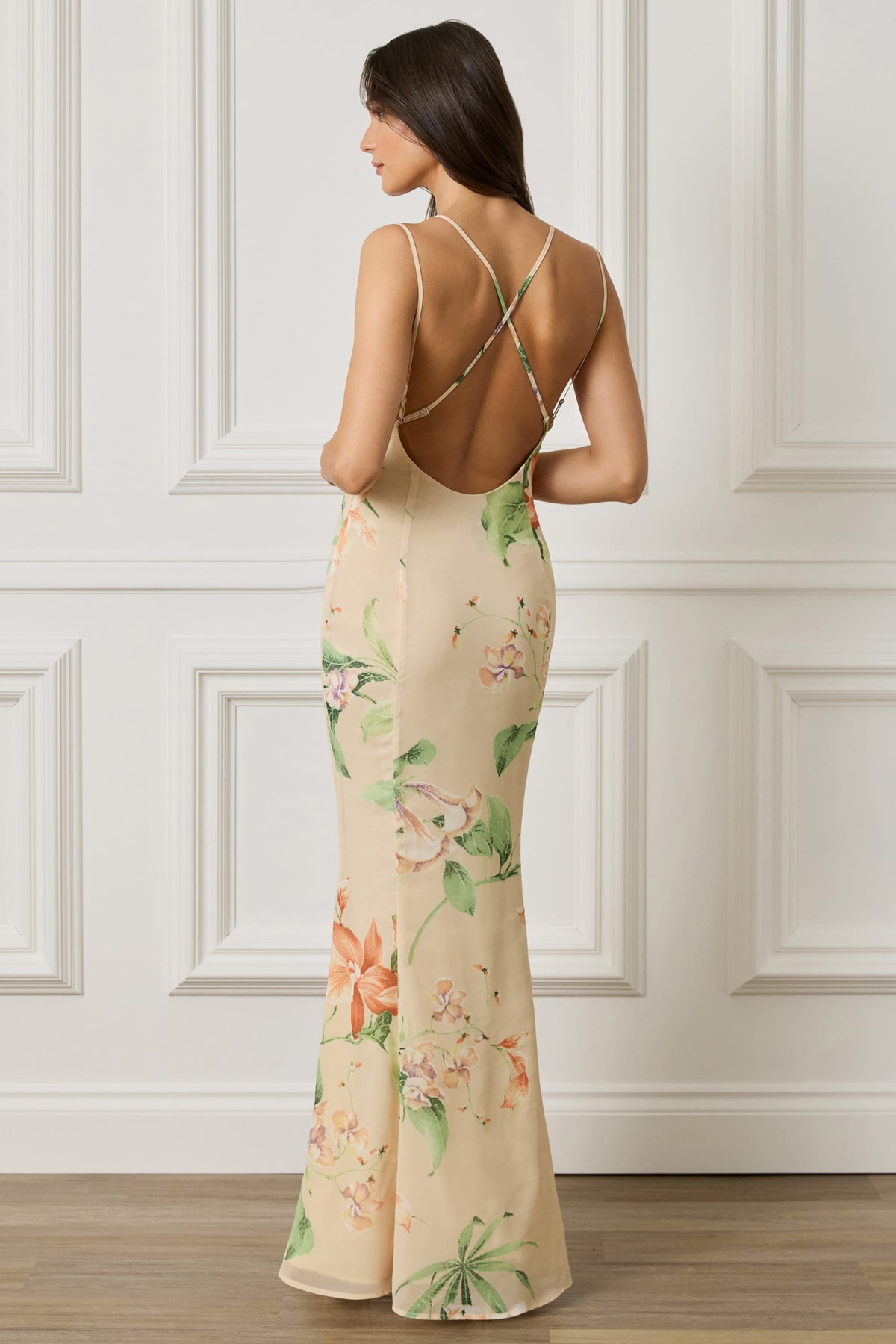 AMALIE Cowl Neck Maxi Dress in Floral Print