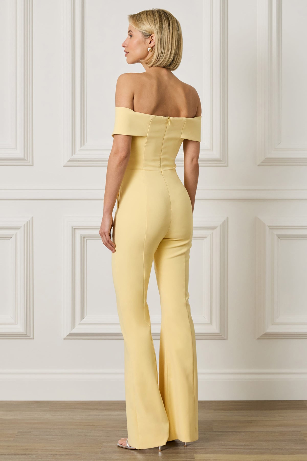 ROCHELLE Bardot Jumpsuit in Yellow