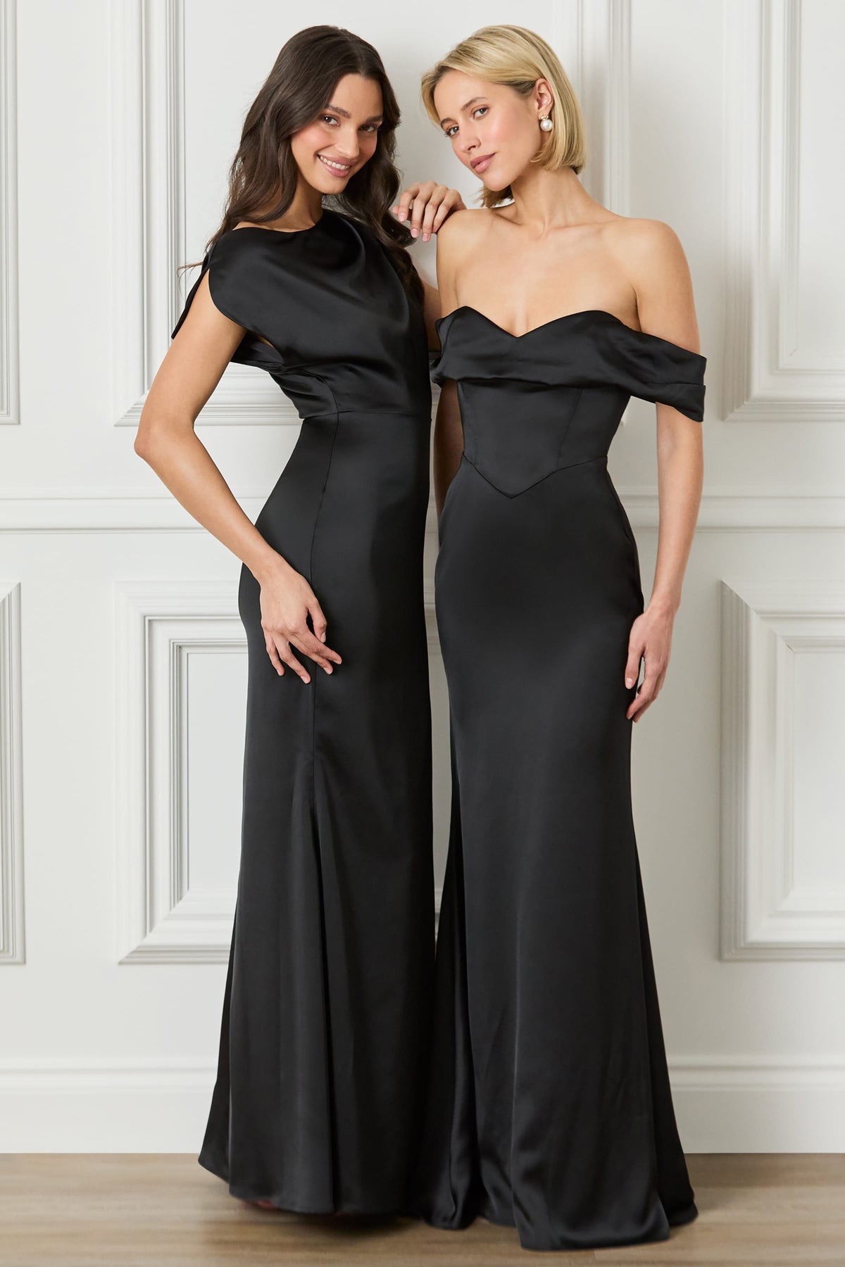 RAYNE Satin Maxi Dress in Black