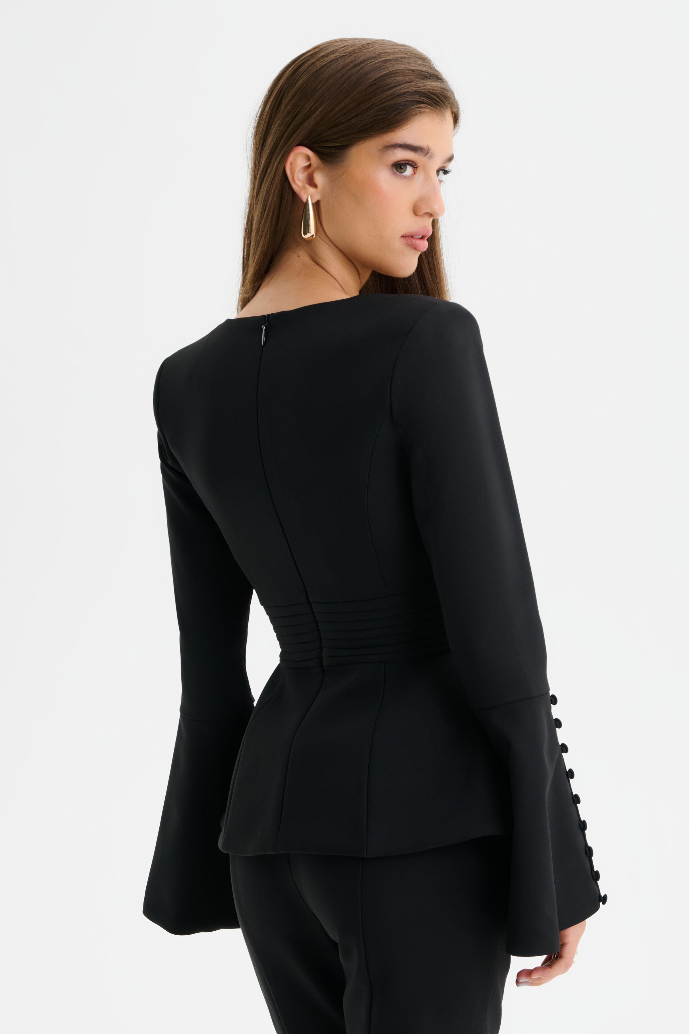 HARPER Square Neck Hourglass Blazer in Black