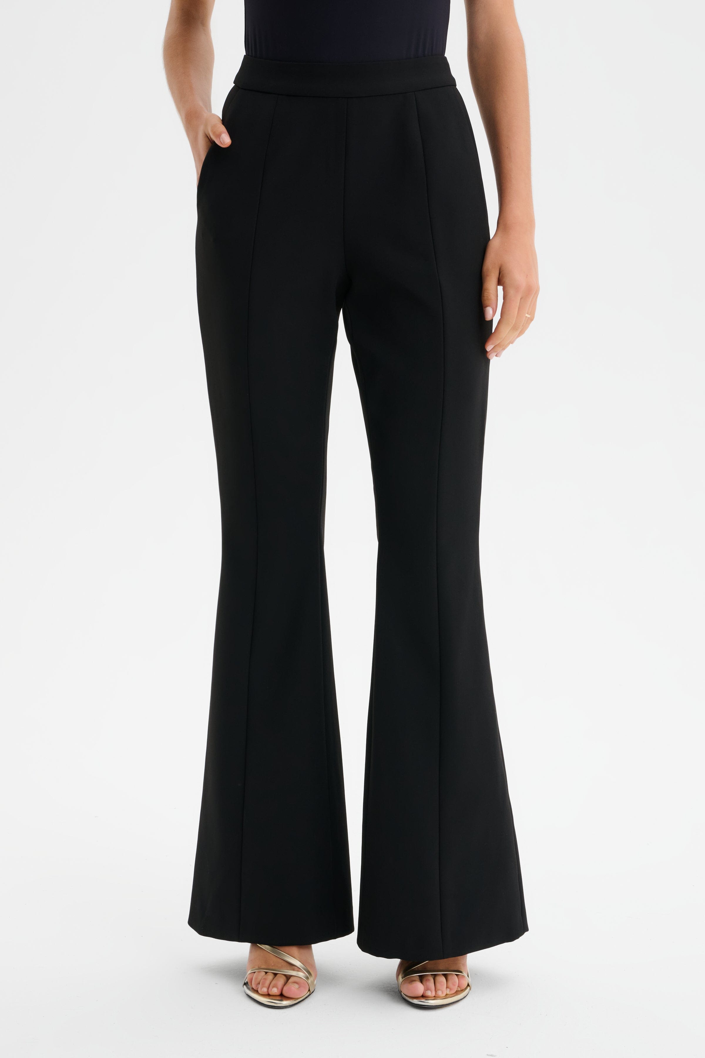 MACY Tailored Fit And Flare Trousers in Black