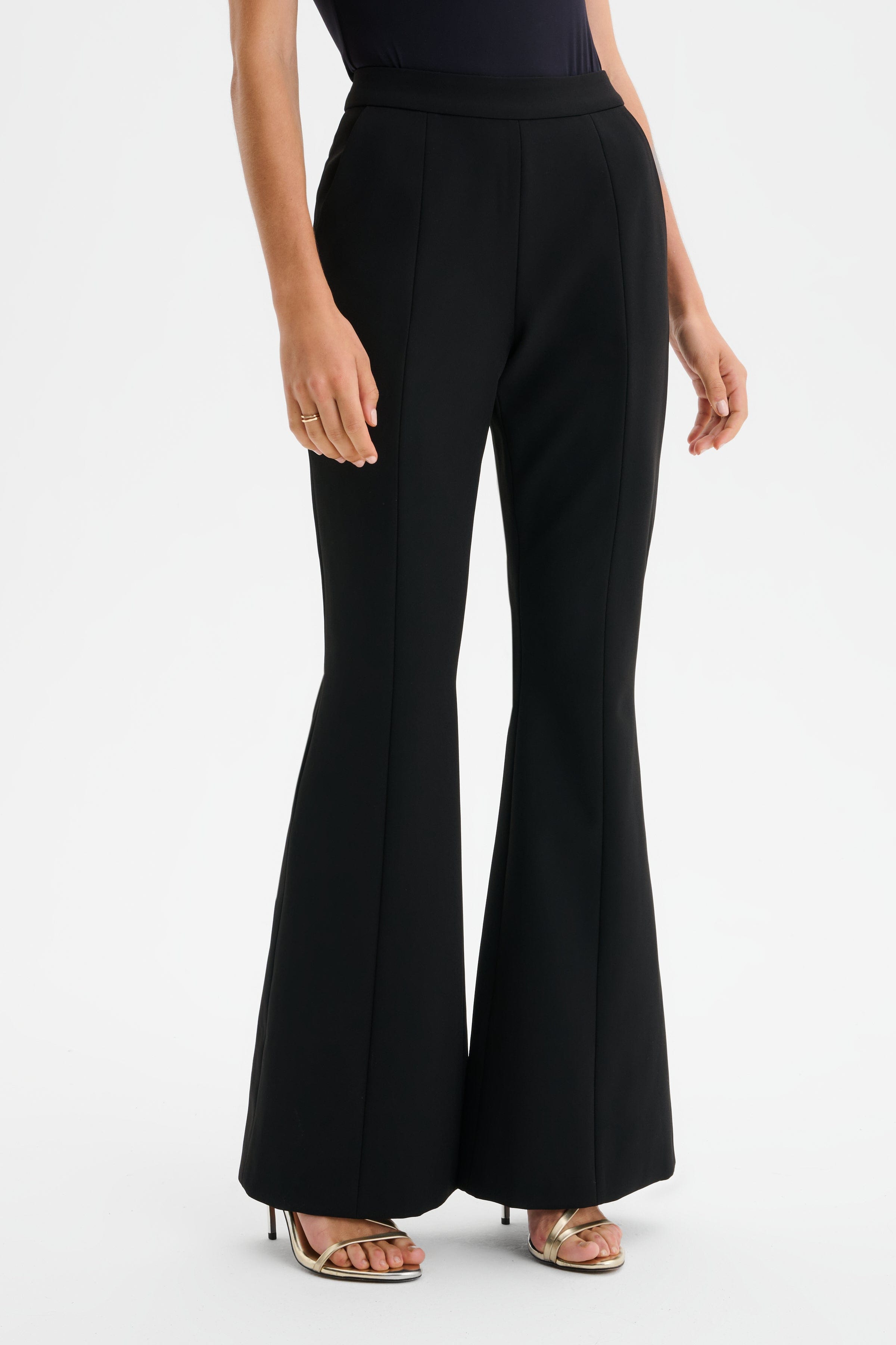 MACY Tailored Fit And Flare Trousers in Black