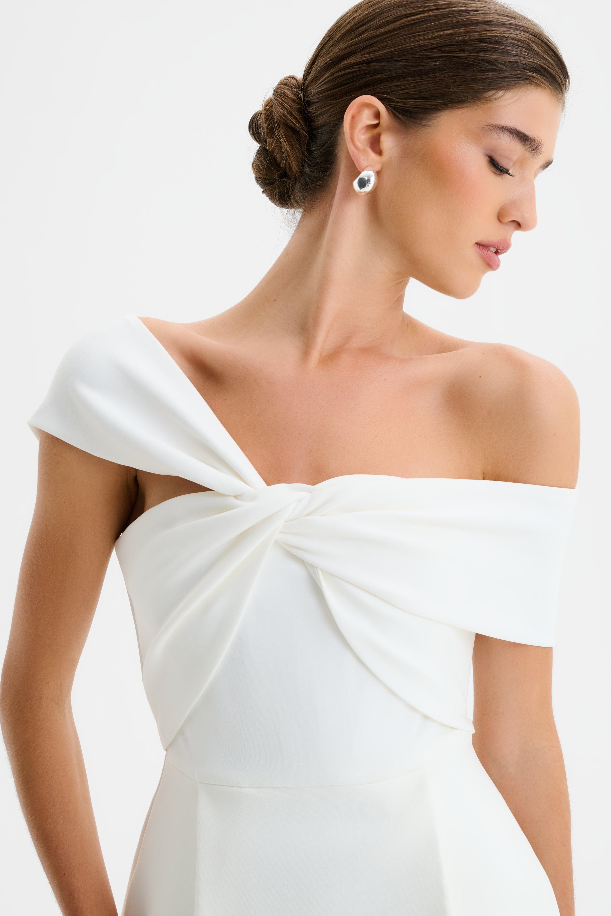 MILA Twisted One Shoulder Mini Dress in White