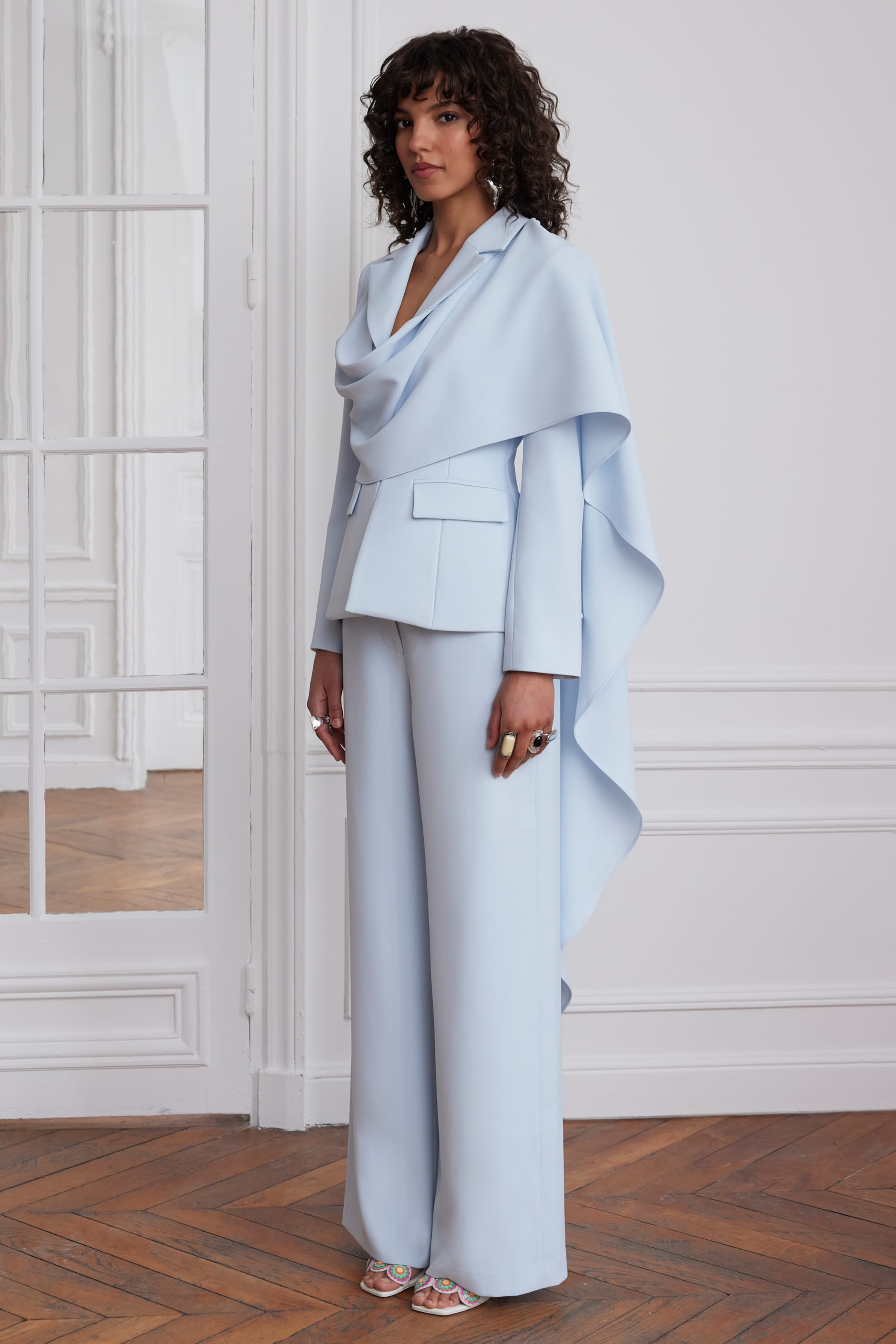 EMBER Scarf Blazer in Light Blue