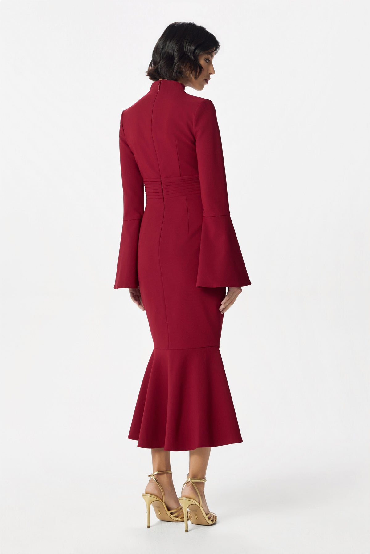 AUBREY High Neck Midi Dress in Red
