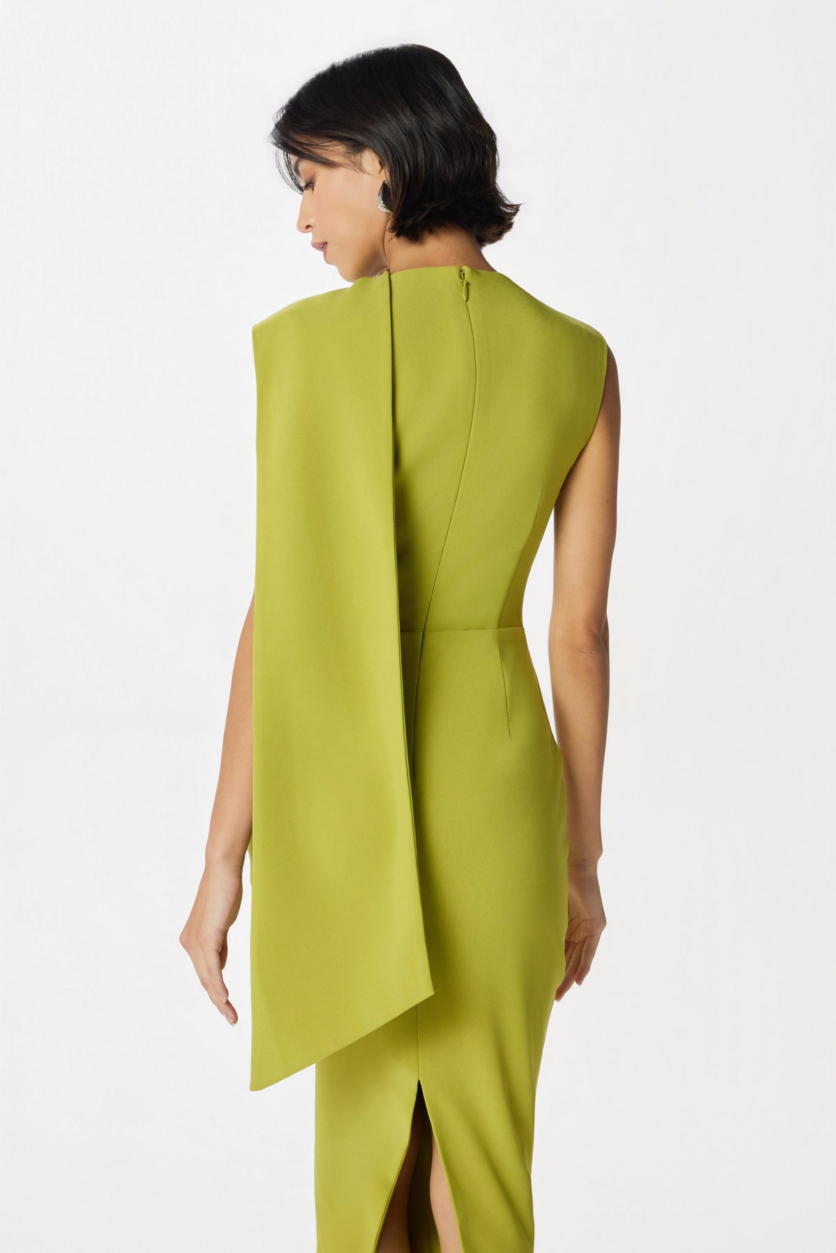 KAIA High Neck Midi Dress in Chartreuse