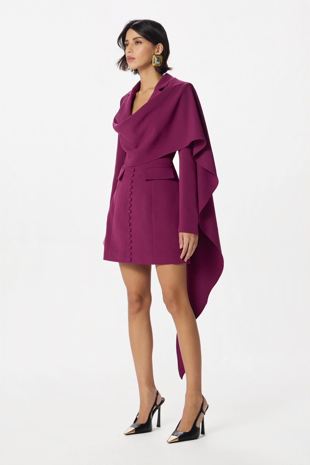 MICHELLE Cape Mini Dress in Purple