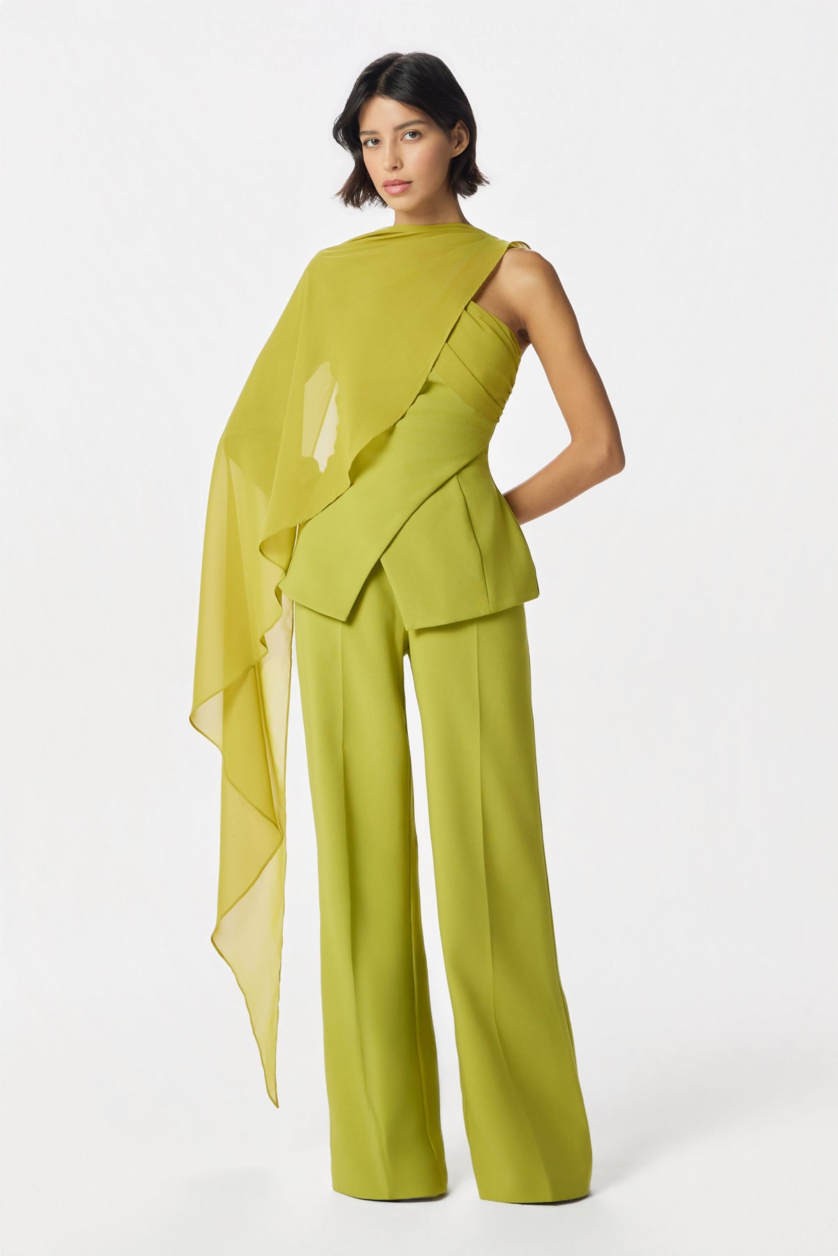 SIAN Chiffon Top in Chartreuse