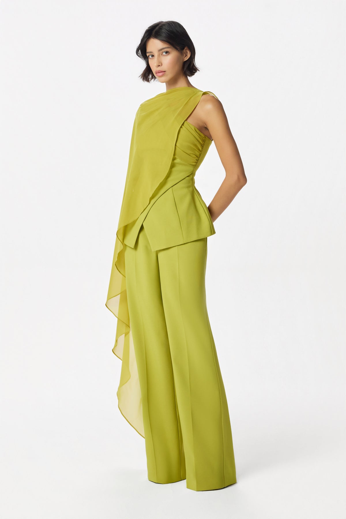SIAN Chiffon Top in Chartreuse