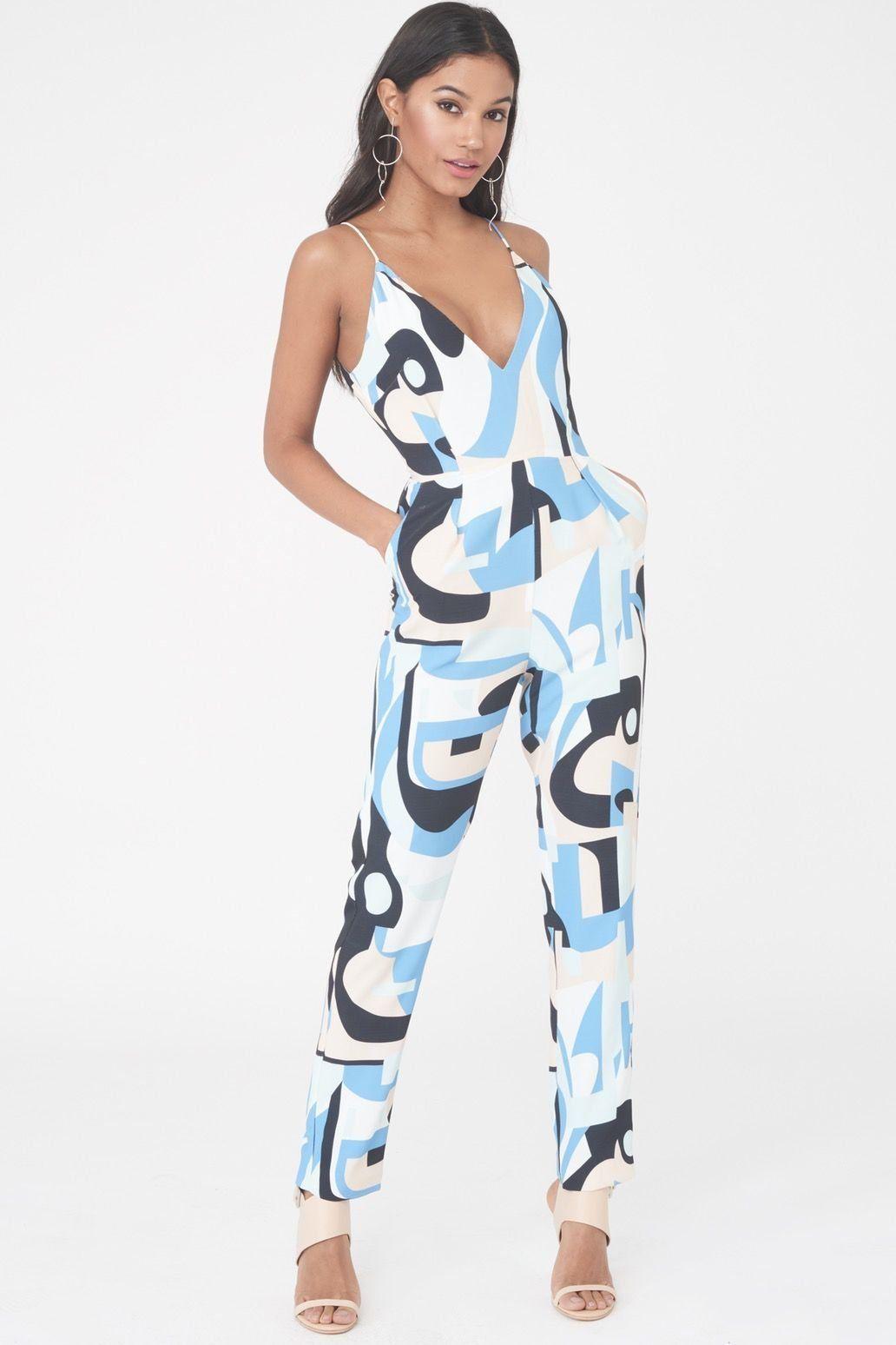 Abstract Print High Apex Jumpsuit - Lavish Alice