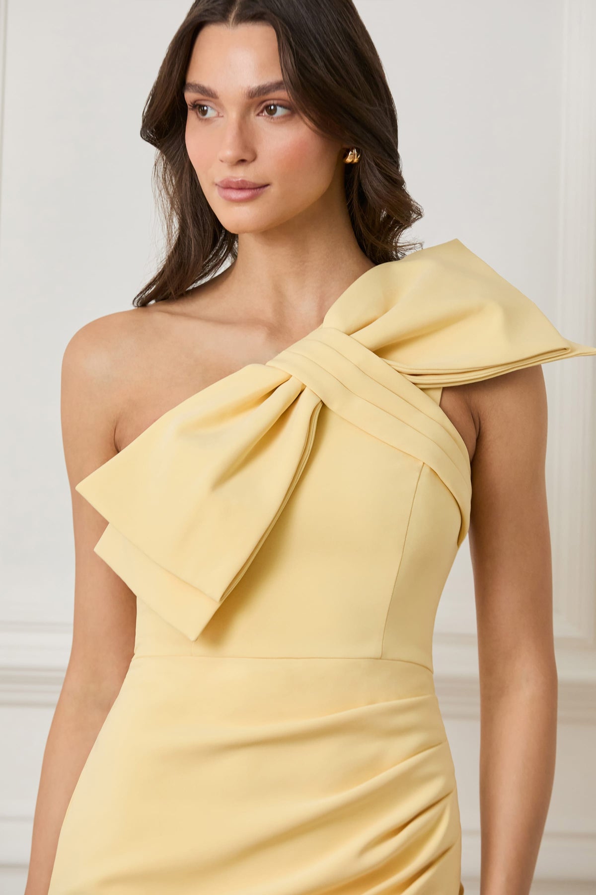 LUELLA Asymmetric Midi Dress in Yellow