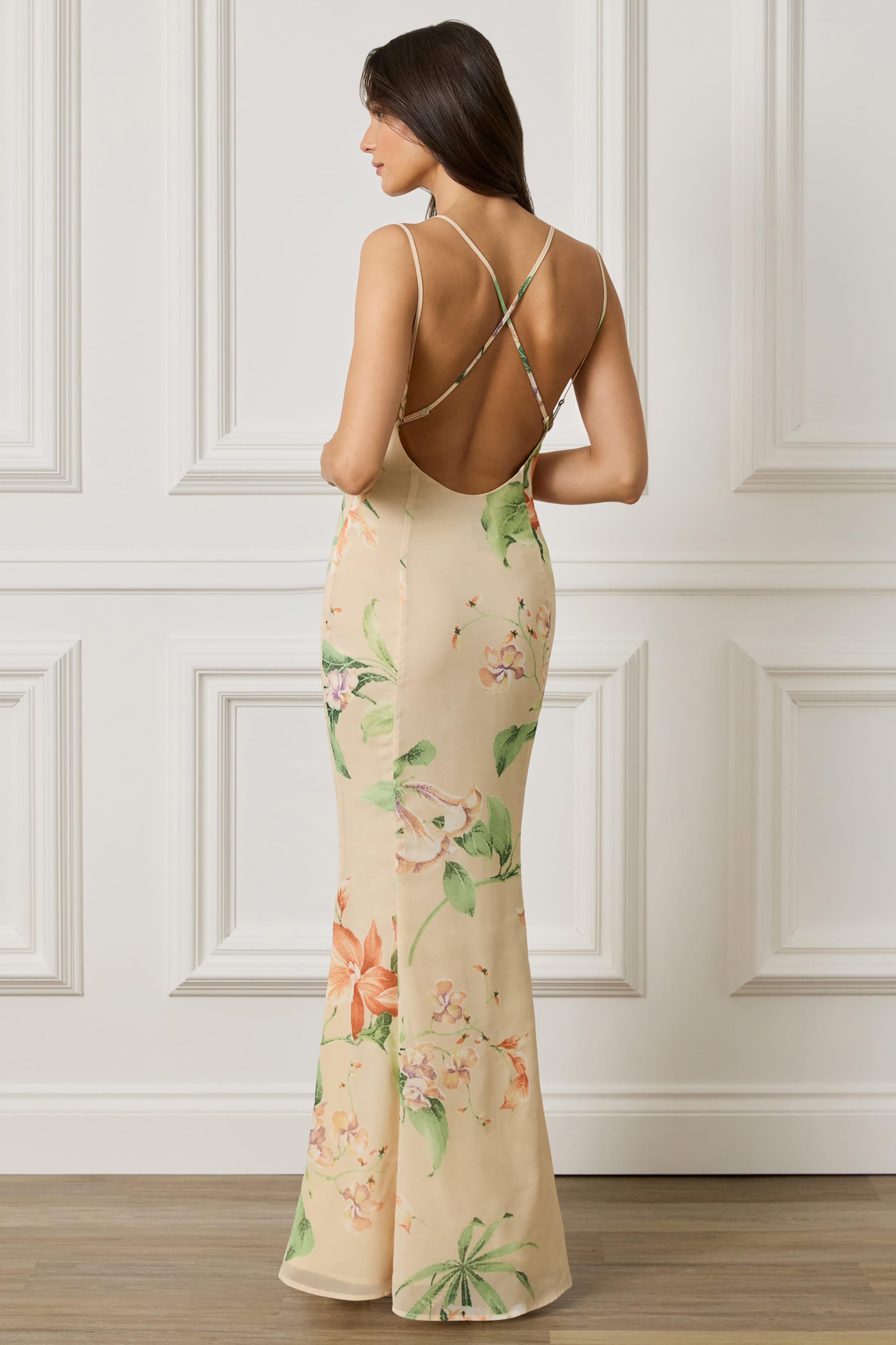 AMALIE Cowl Neck Maxi Dress in Floral Print