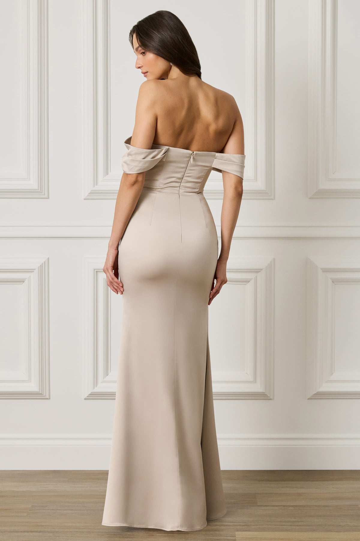 RAYNE Satin Maxi Dress in Champagne