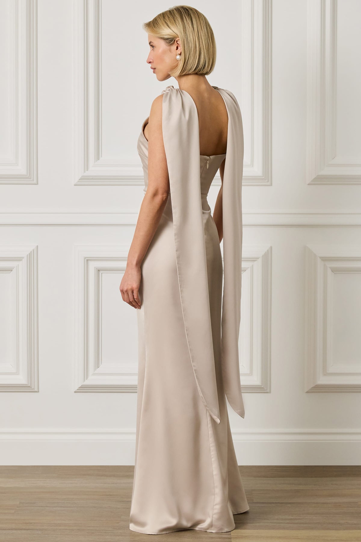 LIORA Satin Maxi Dress in Champagne