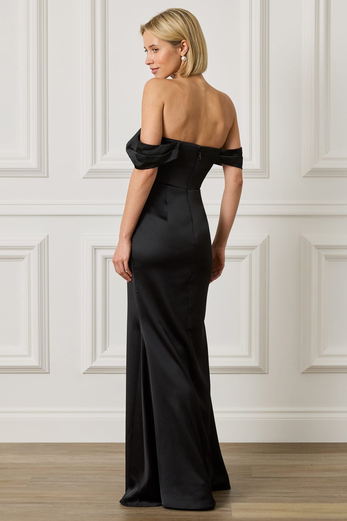 RAYNE Satin Maxi Dress in Black