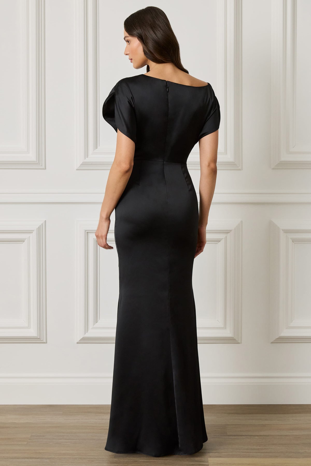 TRINITY Satin Maxi Dress in Black