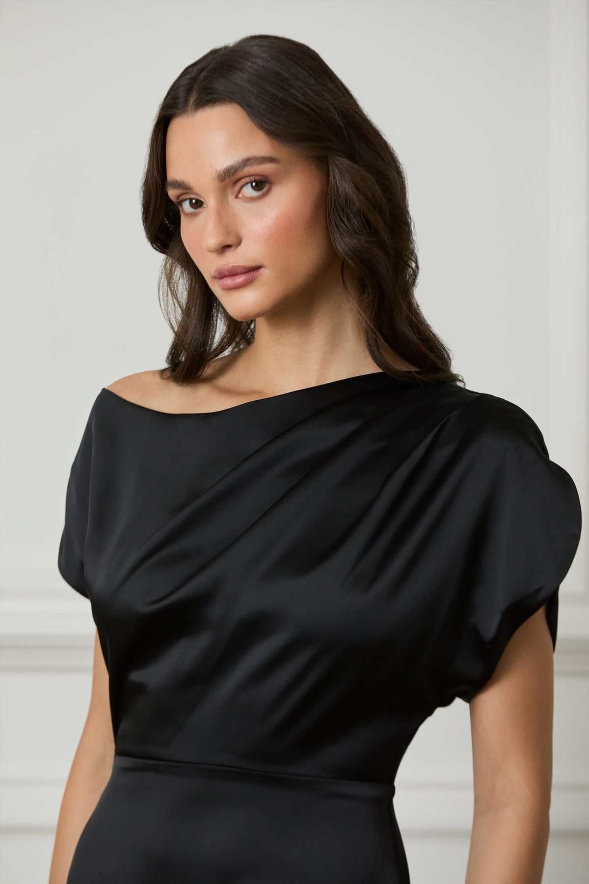 TRINITY Satin Maxi Dress in Black