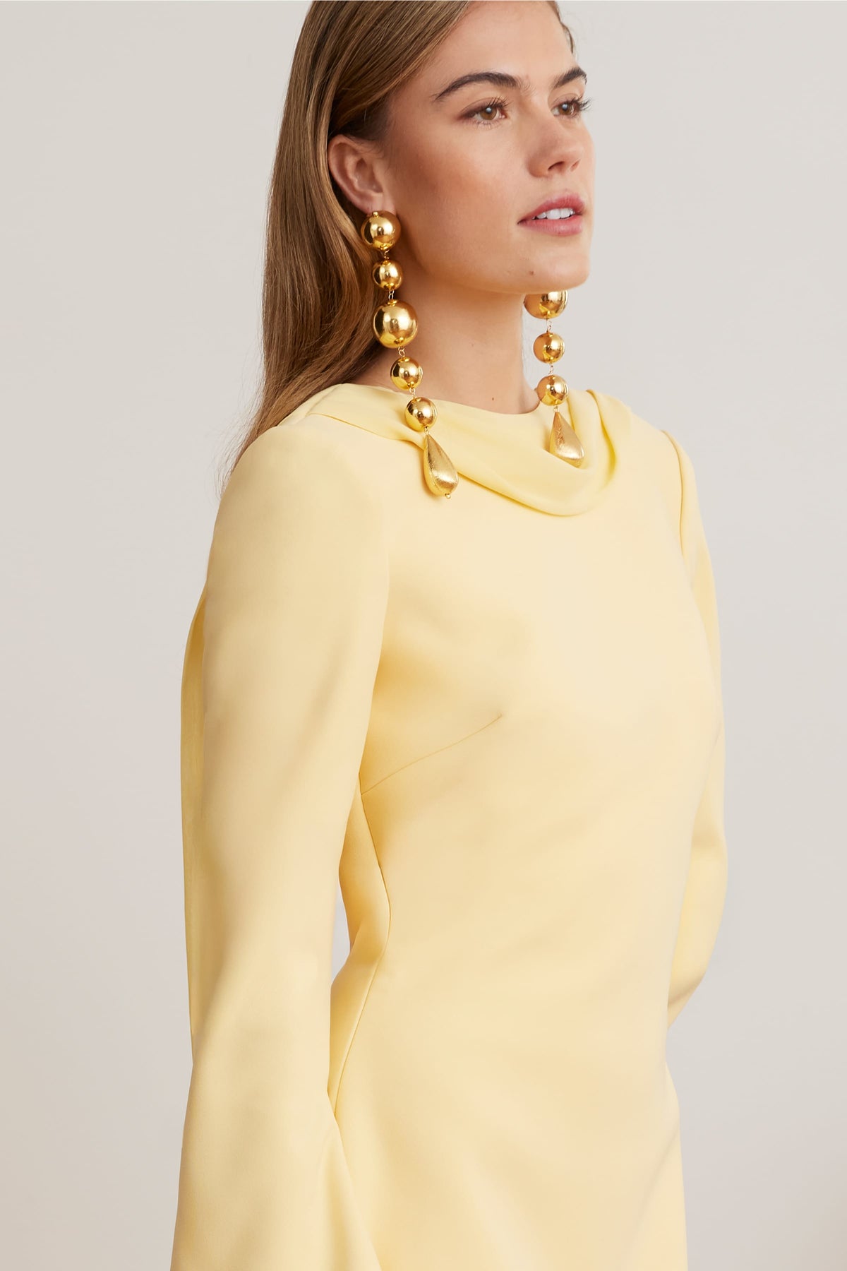 FELICITY Cowl Neck Mini Dress in Yellow