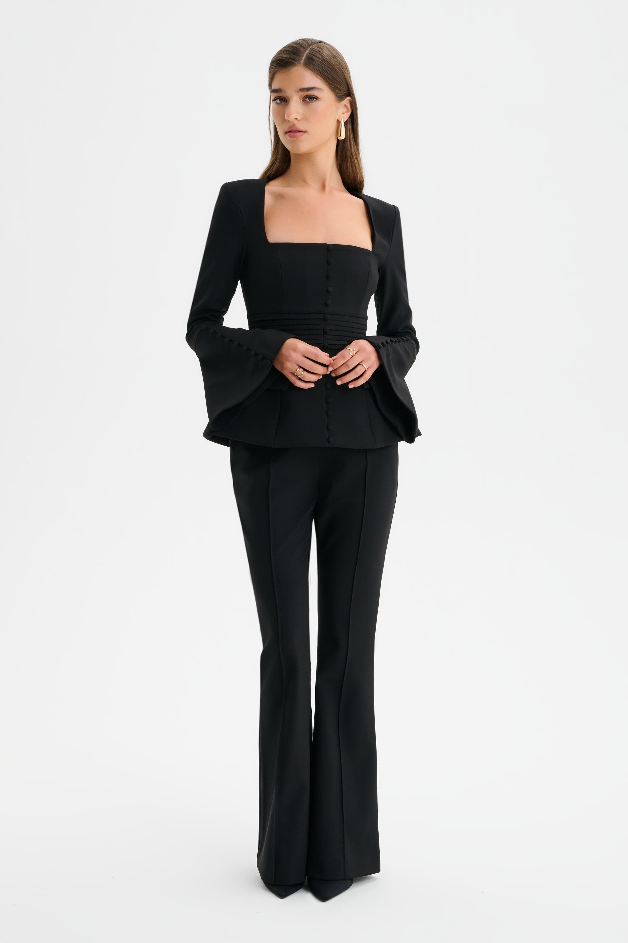 HARPER Square Neck Hourglass Blazer in Black
