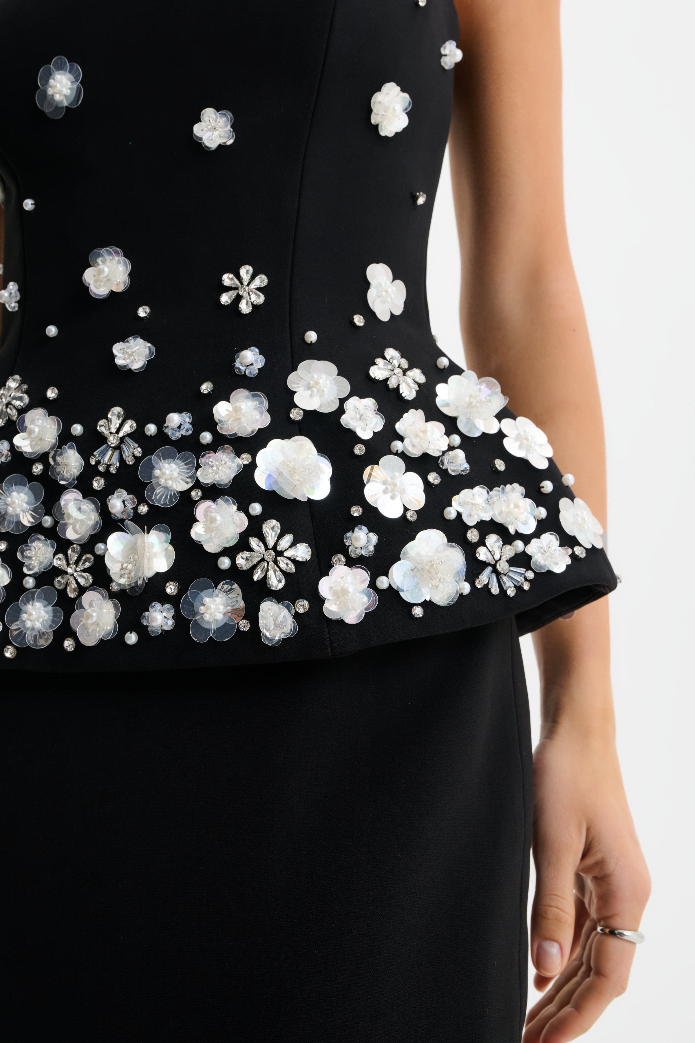 LUCIA Ombre Embellished Hourglass Strapless Top in Black