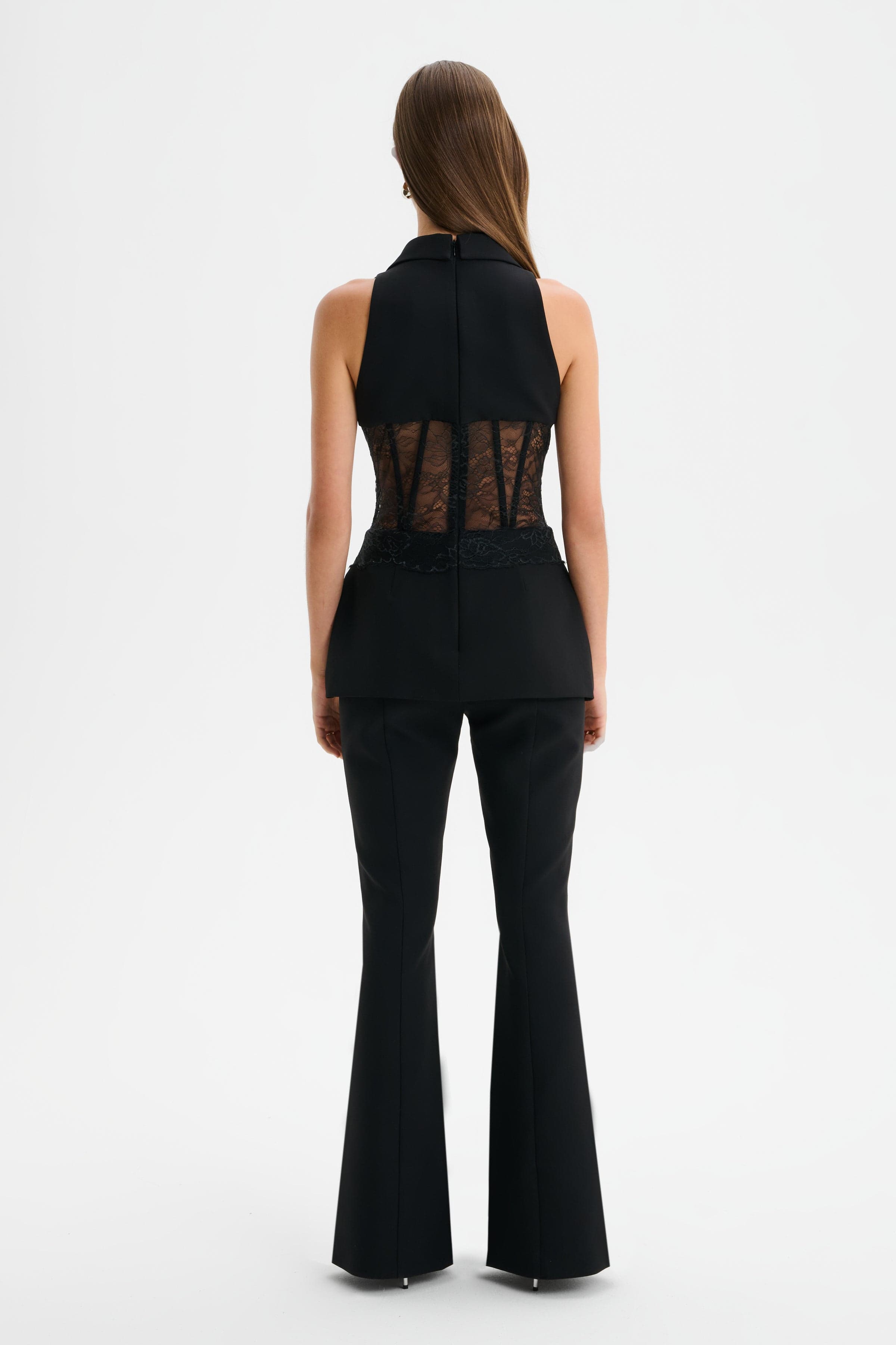 RENEE Lace Corset Tailored Jumpsuit in Black
