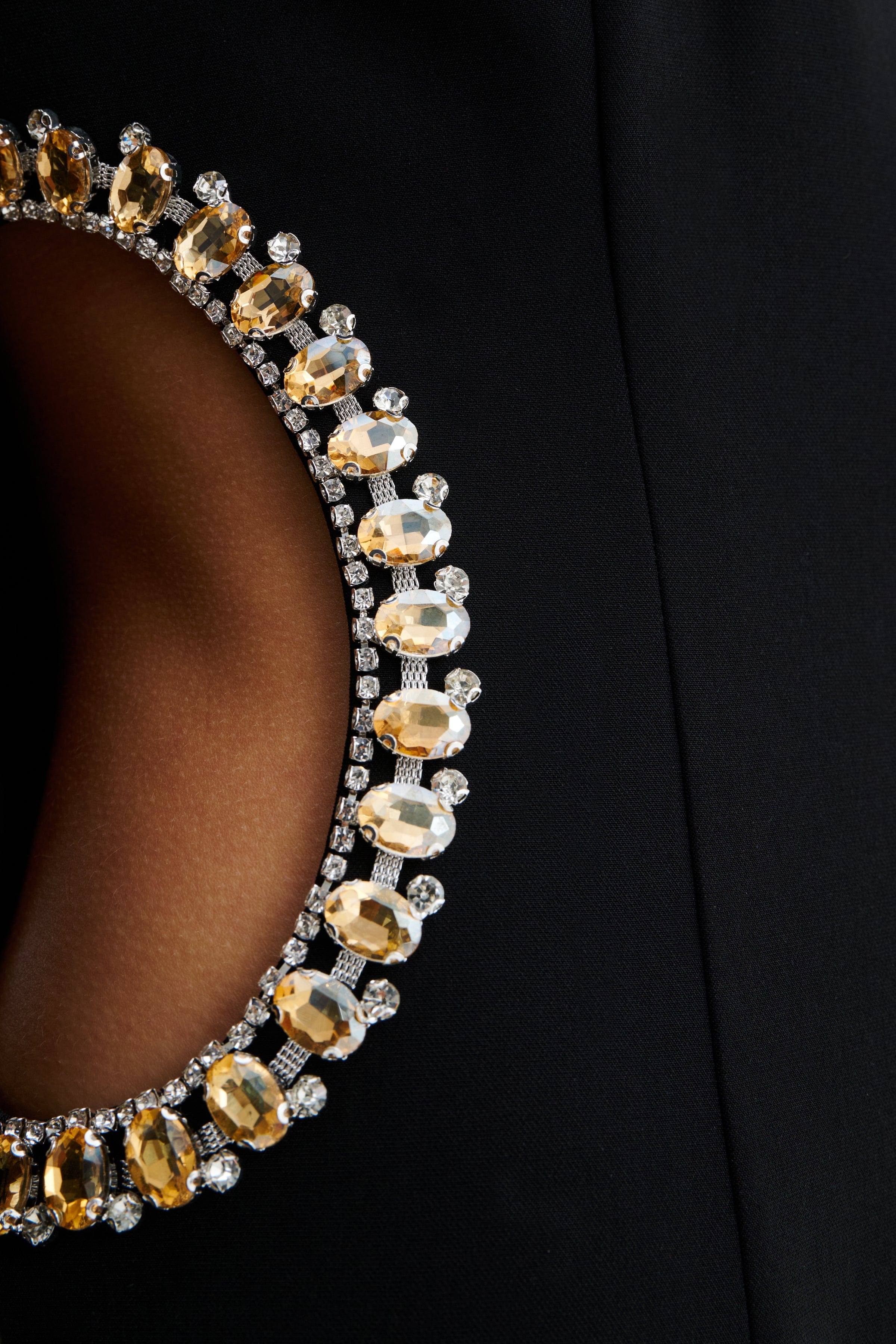 VIVIANA Asymmetric Embellished Cut Out Maxi Cape Dress In Black