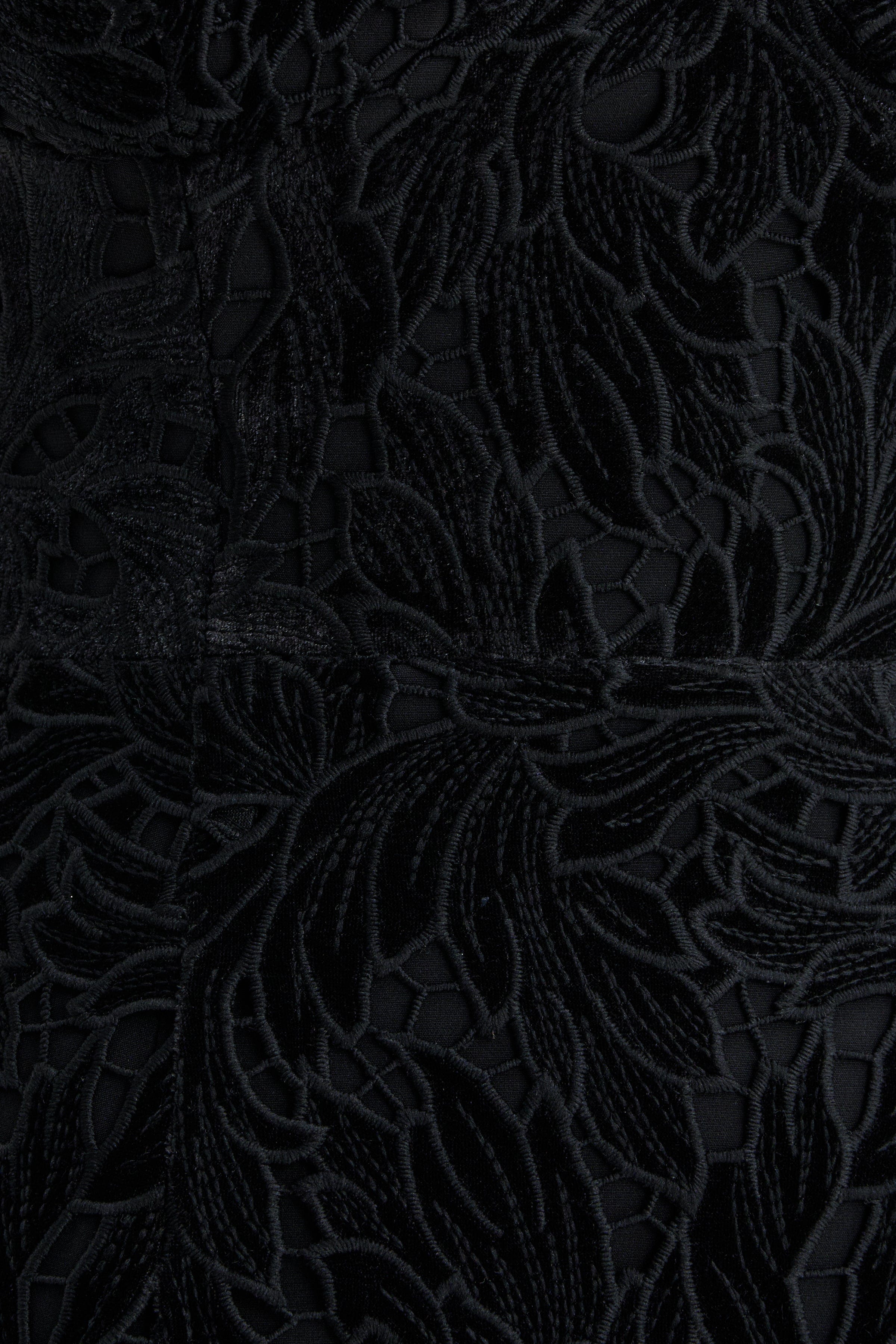 PALOMA Velvet Guipure Lace Corset Mini Dress In Black