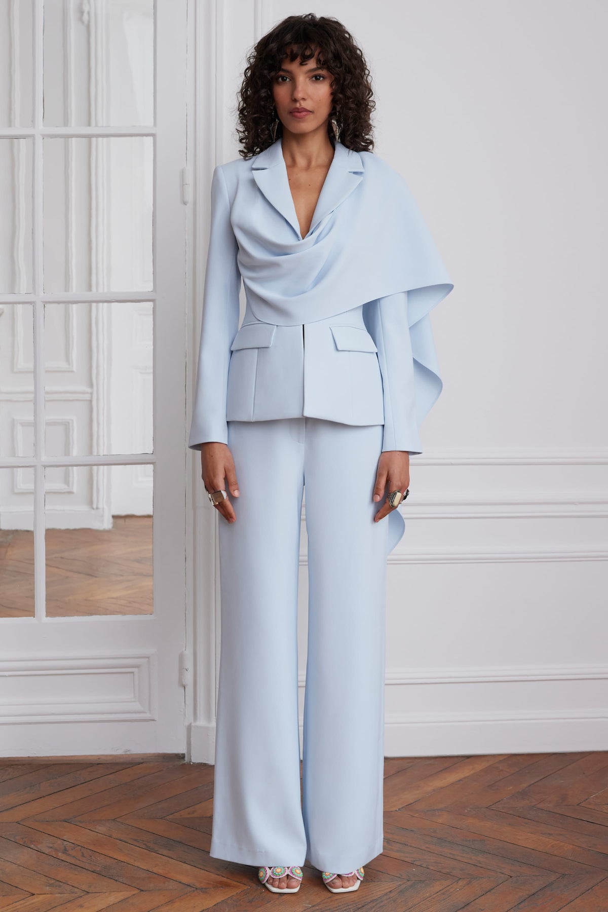 EMBER Scarf Blazer in Light Blue