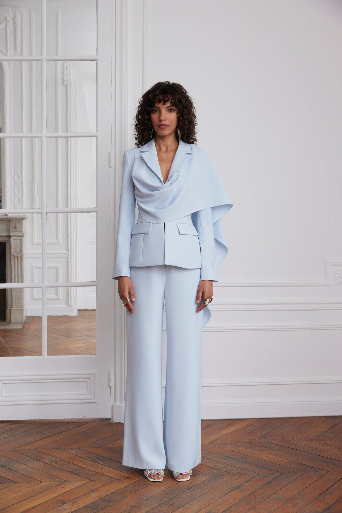 ELODIE Wide Leg Trousers in Light Blue