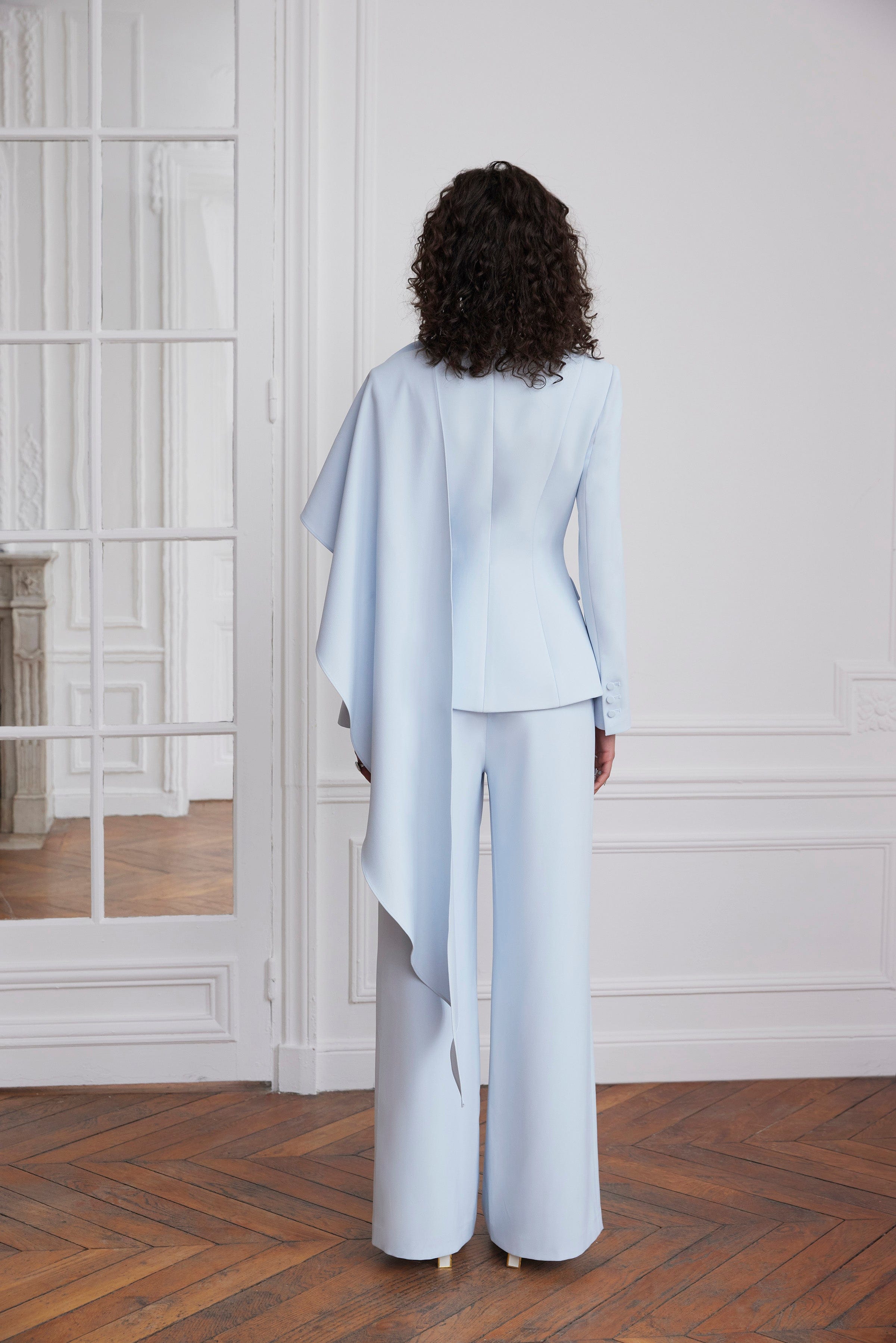 ELODIE Wide Leg Trousers in Light Blue