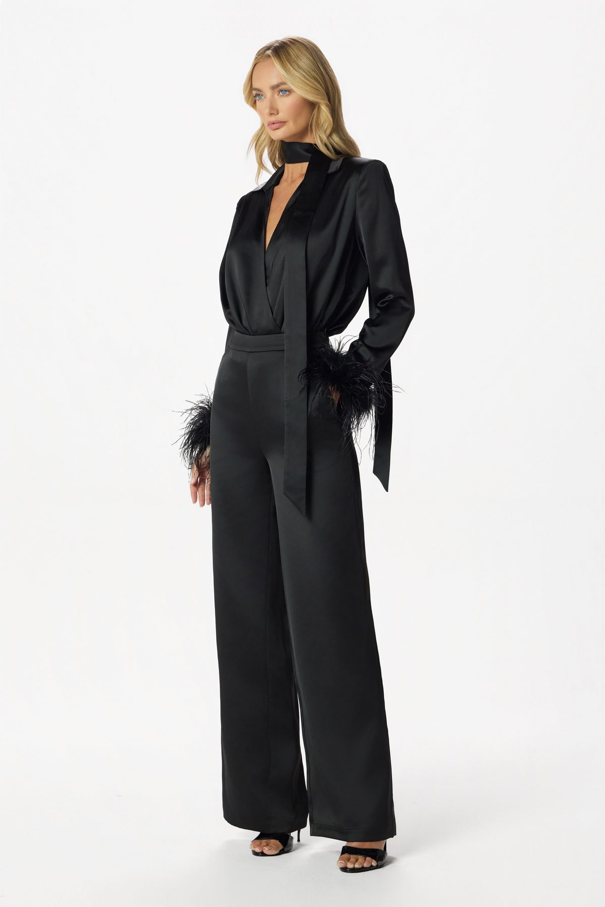 ANDIE Satin Bodysuit in Black