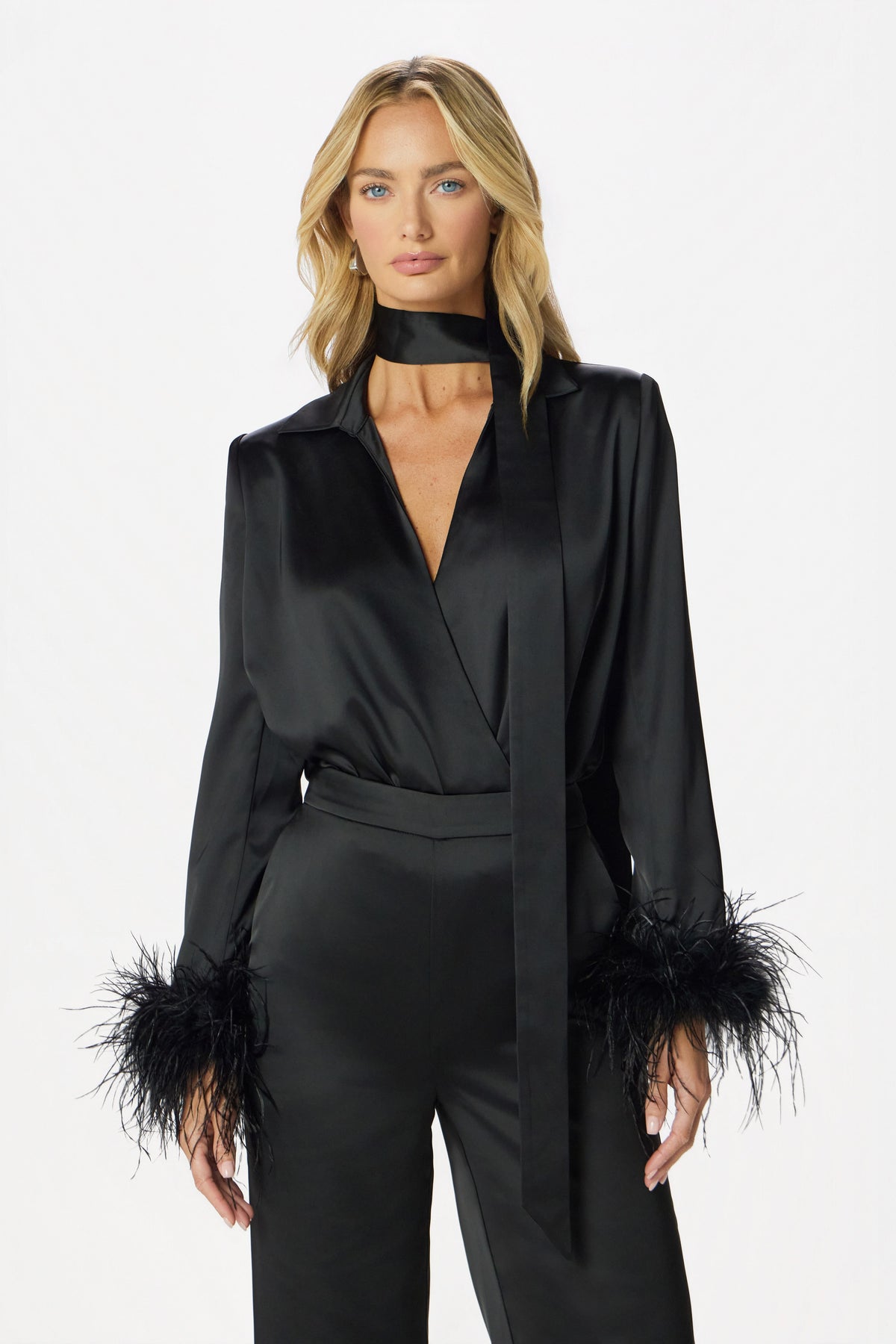 ANDIE Satin Bodysuit in Black