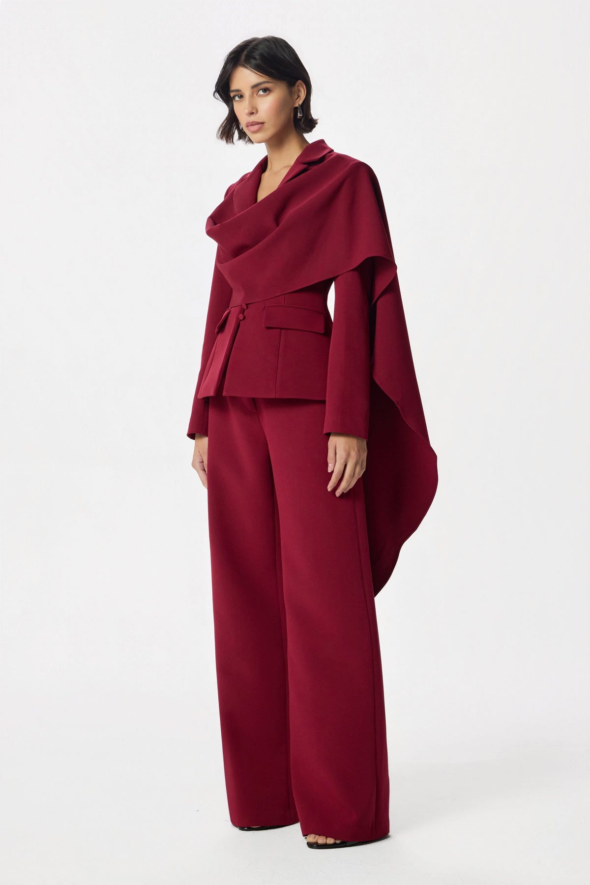EMBER Cape Blazer in Burgundy