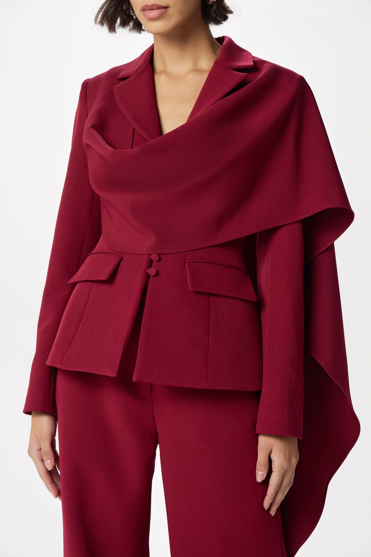 EMBER Cape Blazer in Burgundy