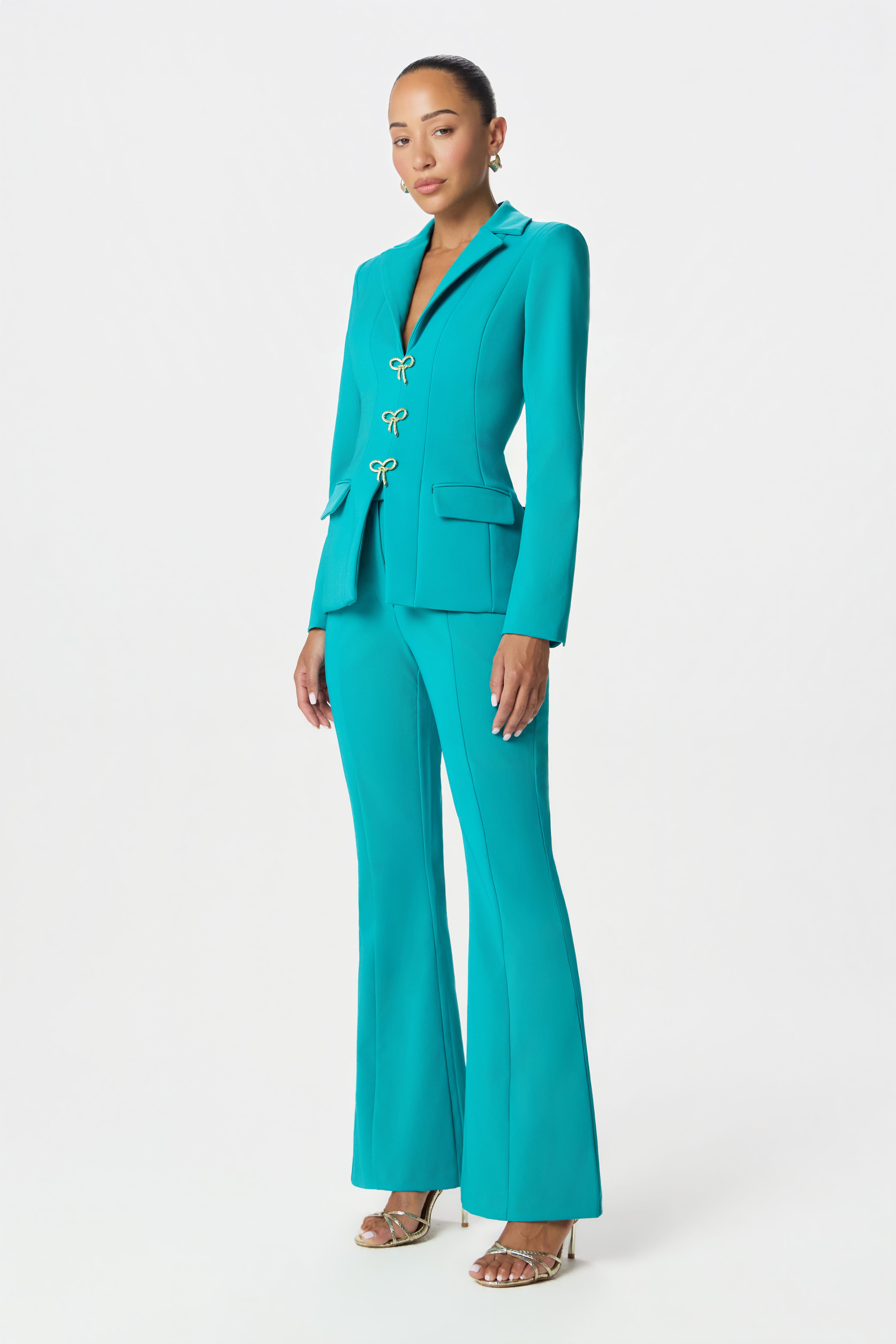 FIORELLA Bow Trim Blazer in Blue