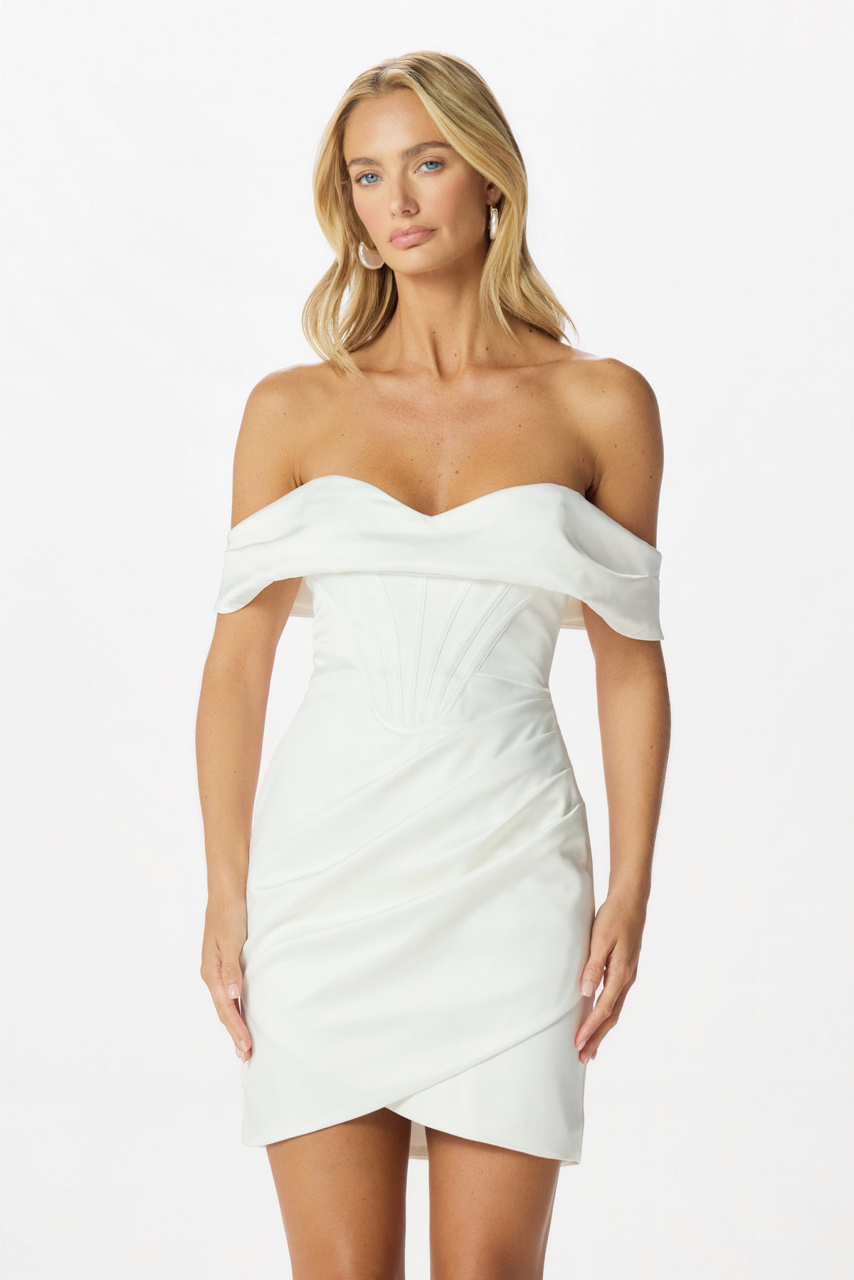 GEORGIE Satin Mini Dress in White