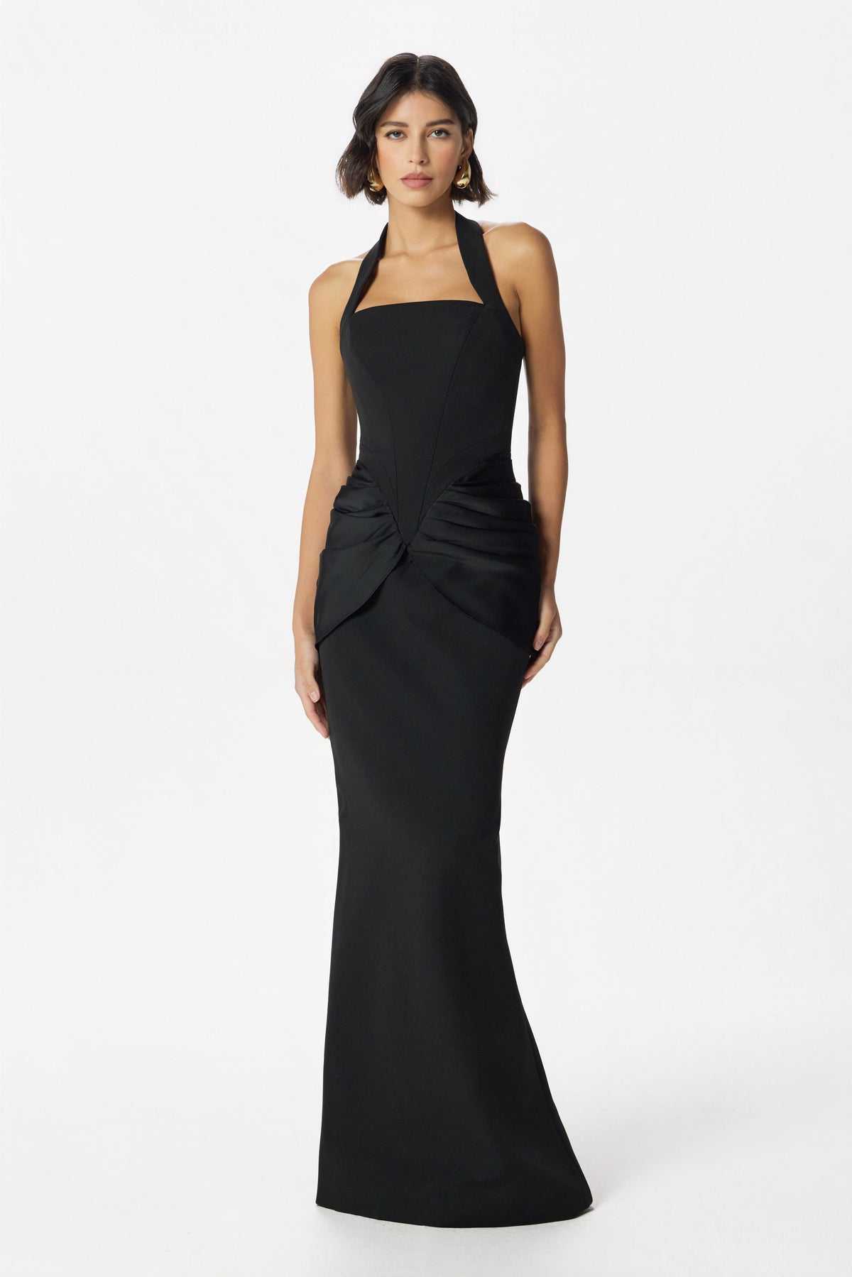ISABEAU Square Neck Maxi Dress In Black
