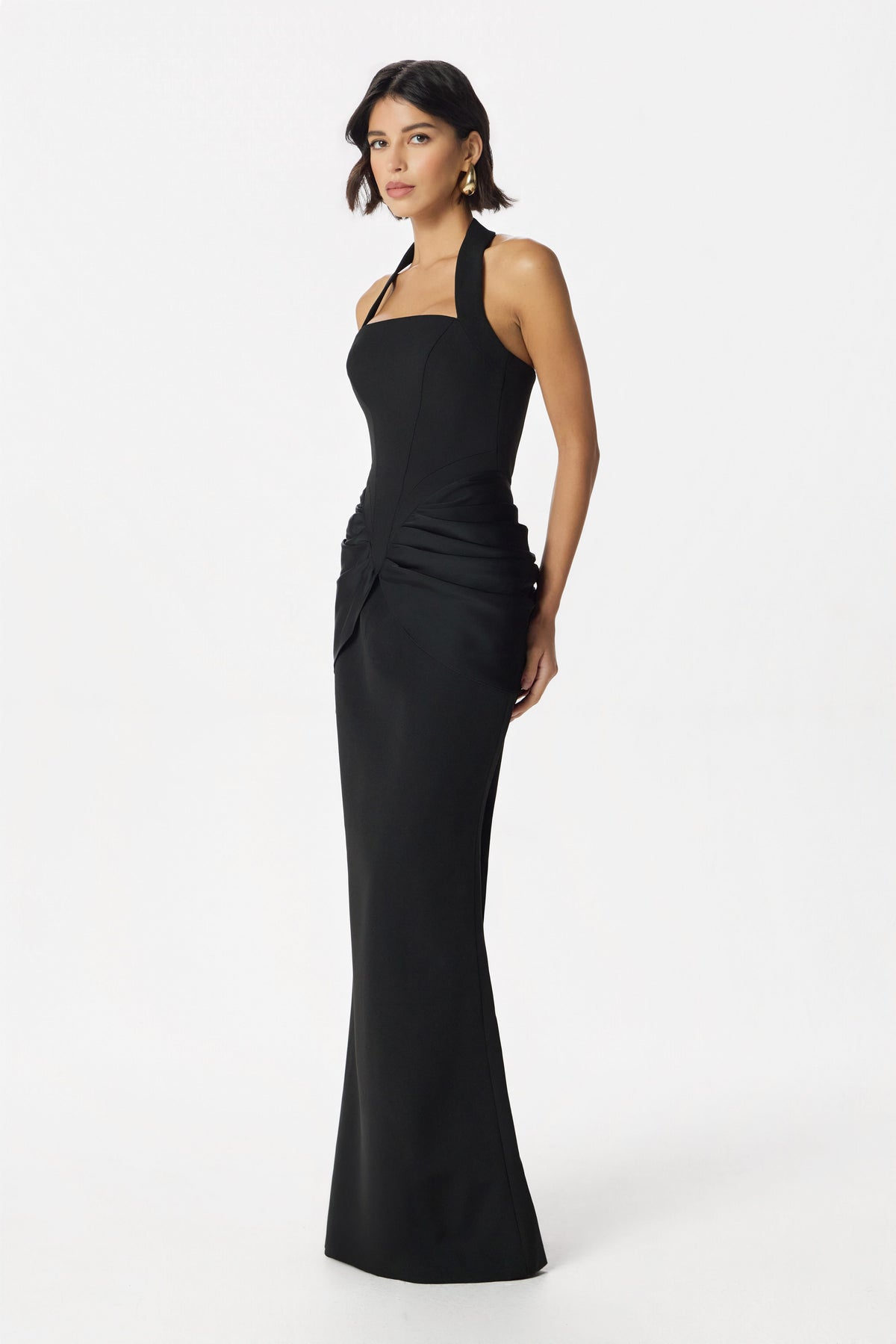 ISABEAU Square Neck Maxi Dress In Black