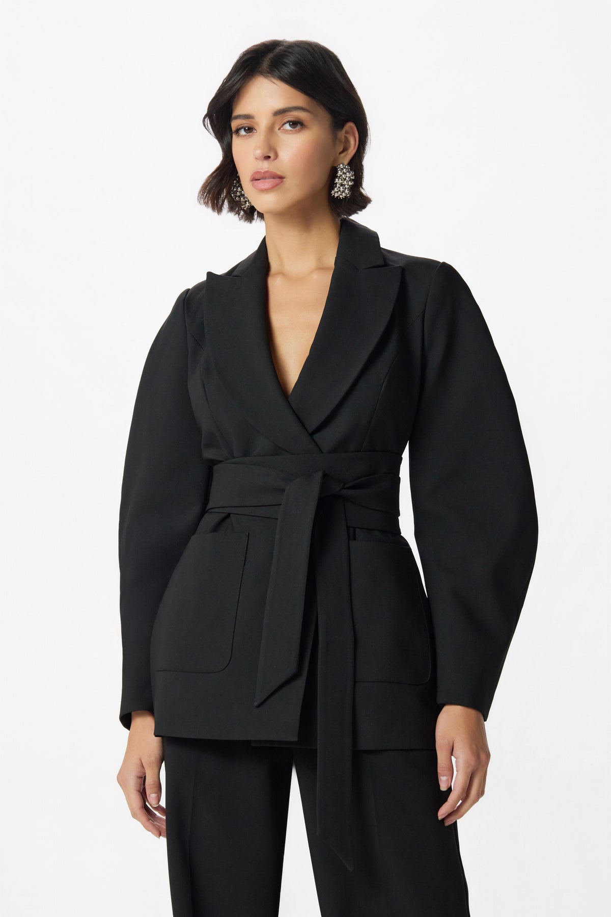 JONI Obi Belt Blazer in Black