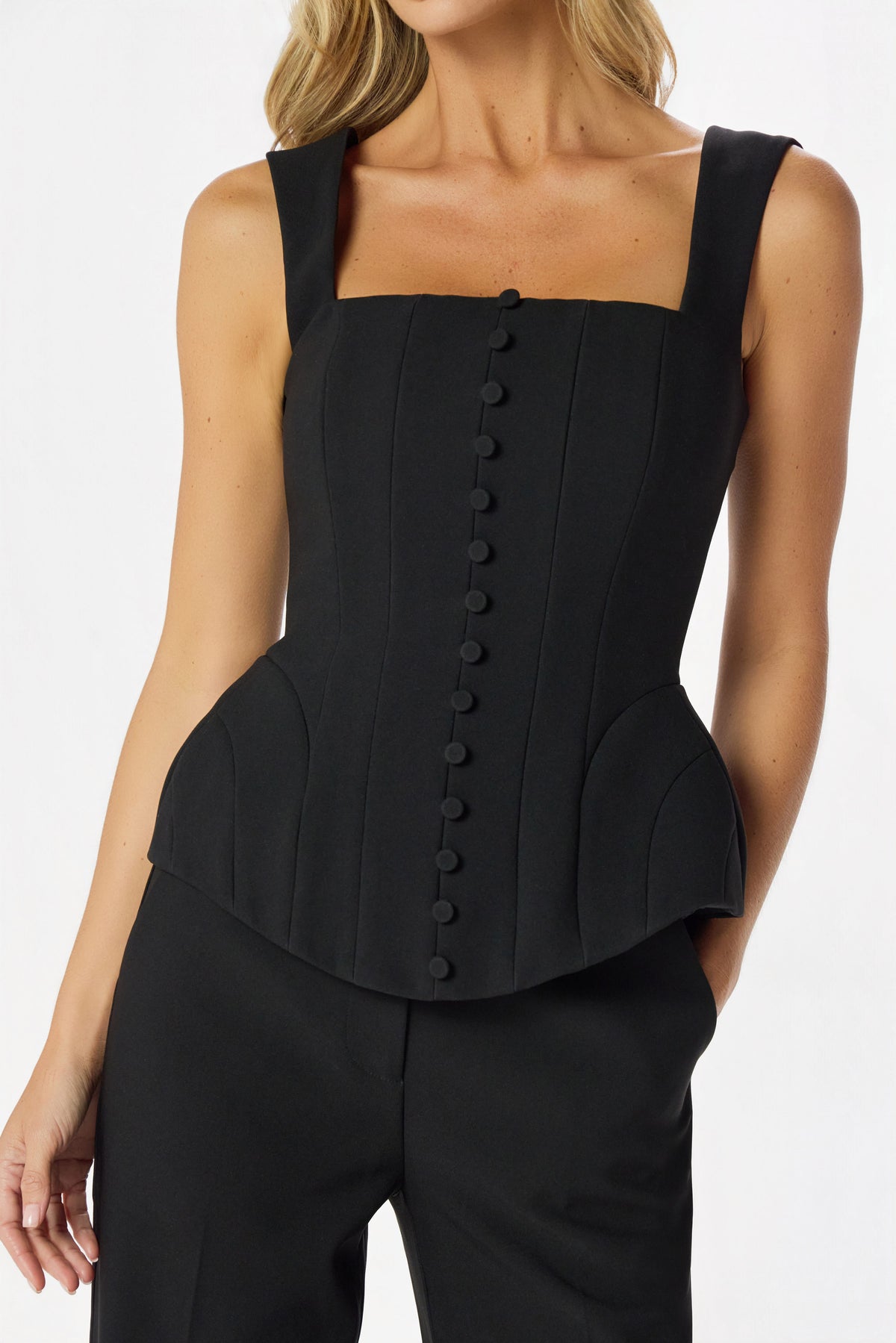 LENI Square Neck Top in Black