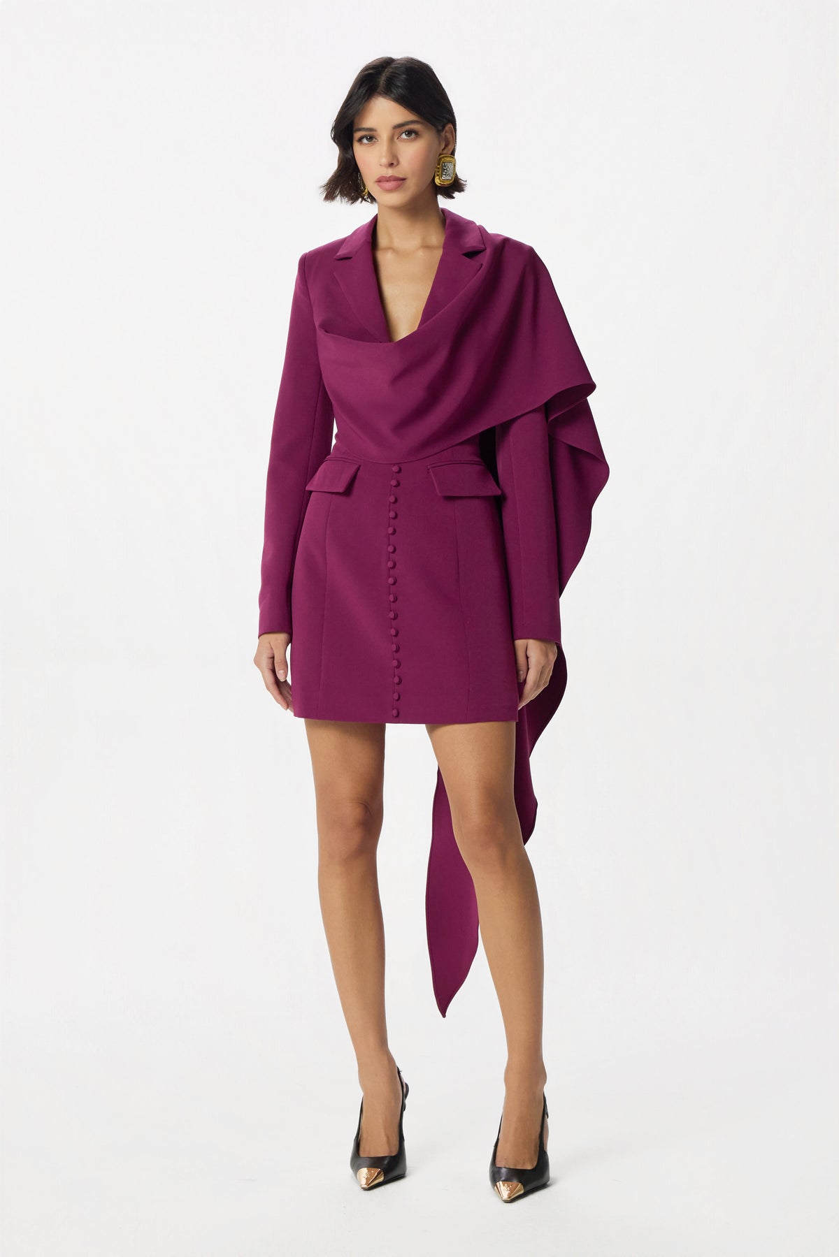 MICHELLE Cape Mini Dress in Purple