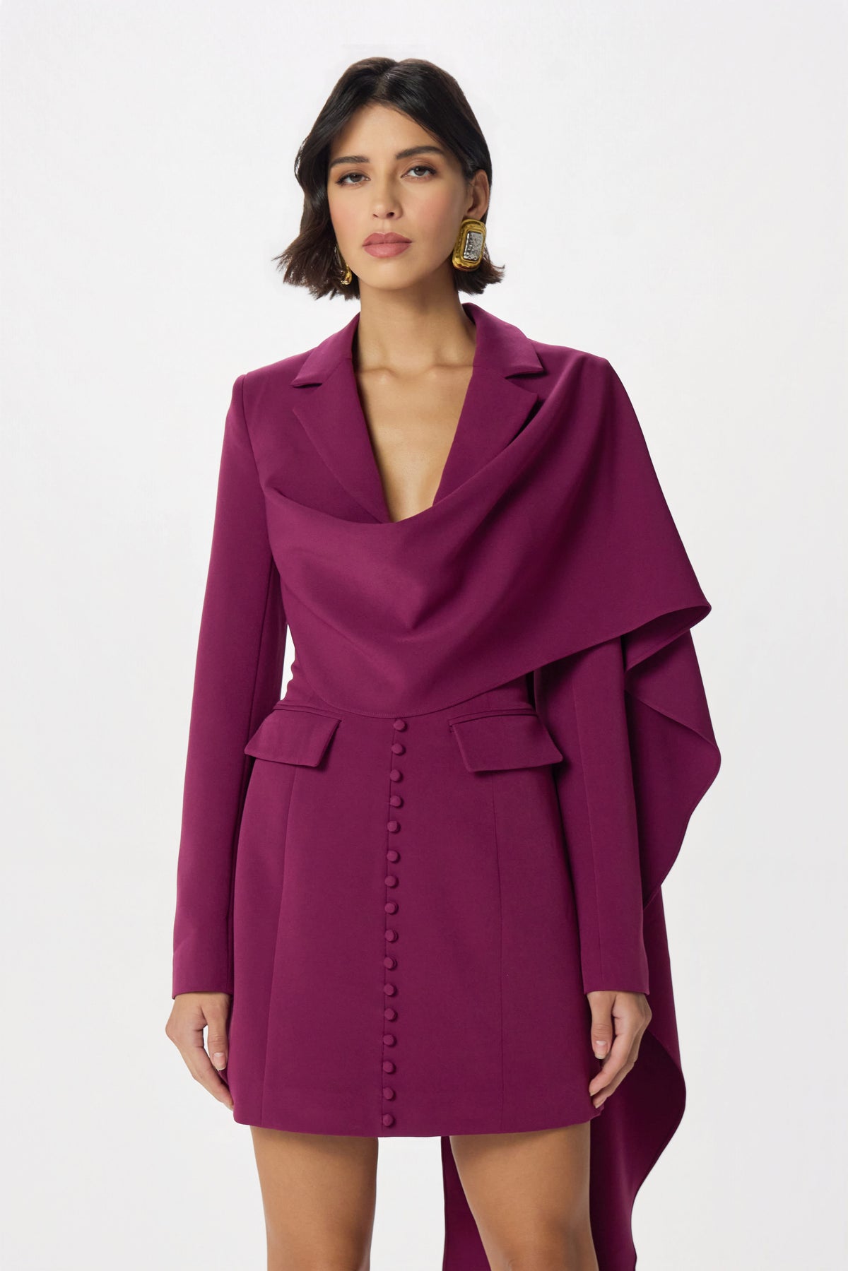 MICHELLE Cape Mini Dress in Purple