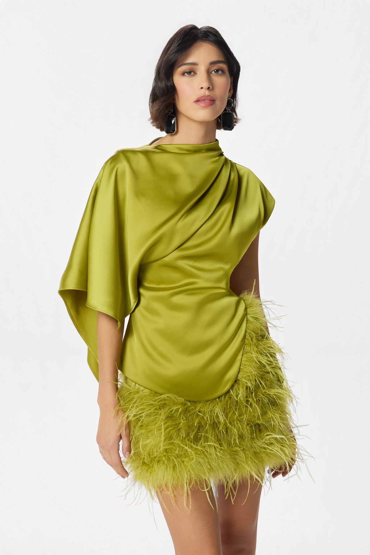 SASKI Satin Top in Chartreuse