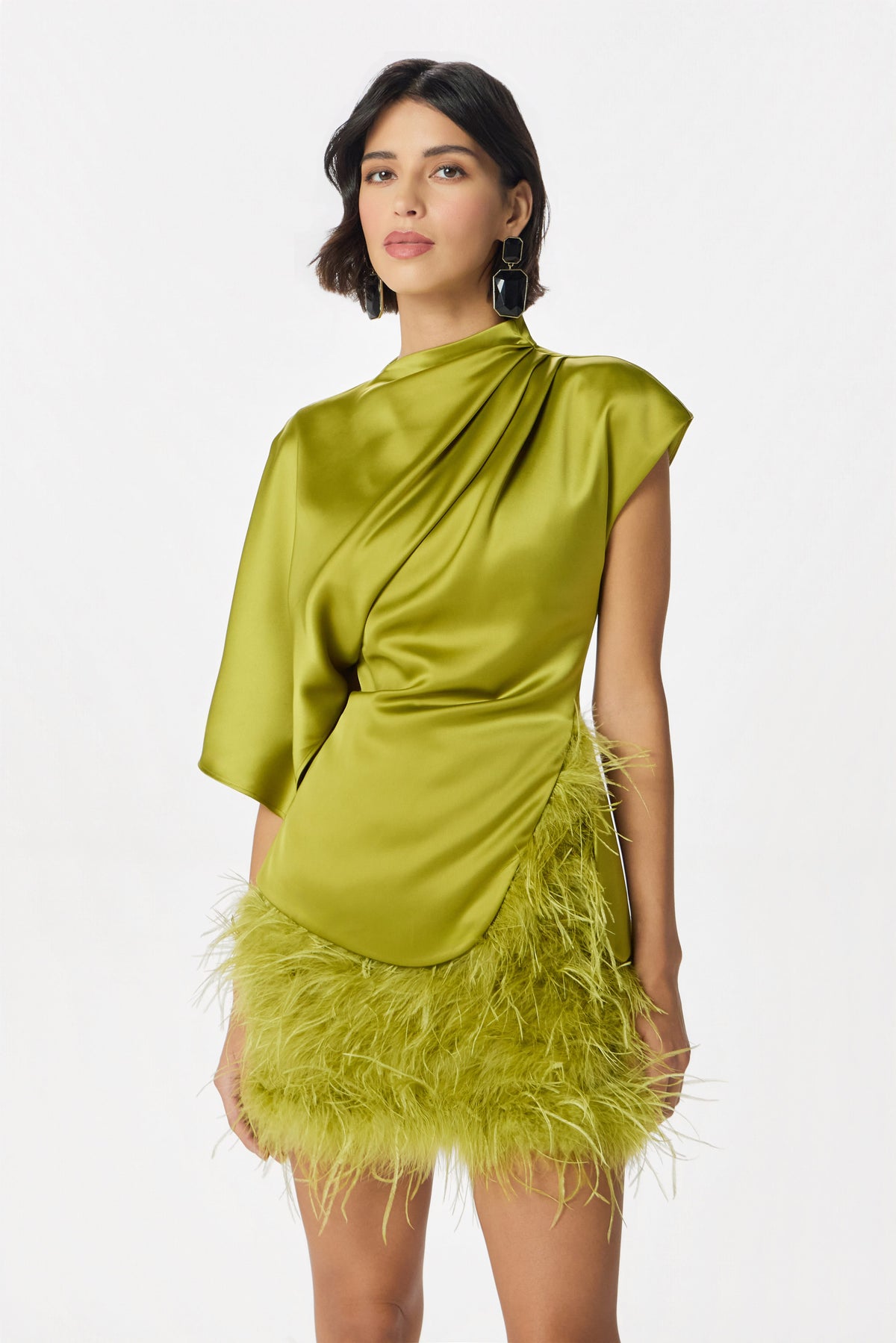SASKI Satin Top in Chartreuse