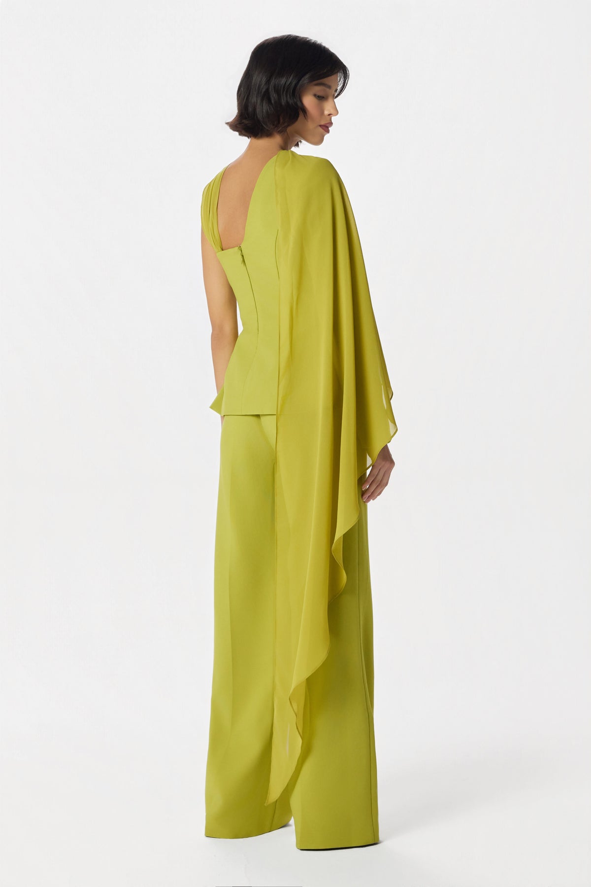 SIAN Chiffon Top in Chartreuse