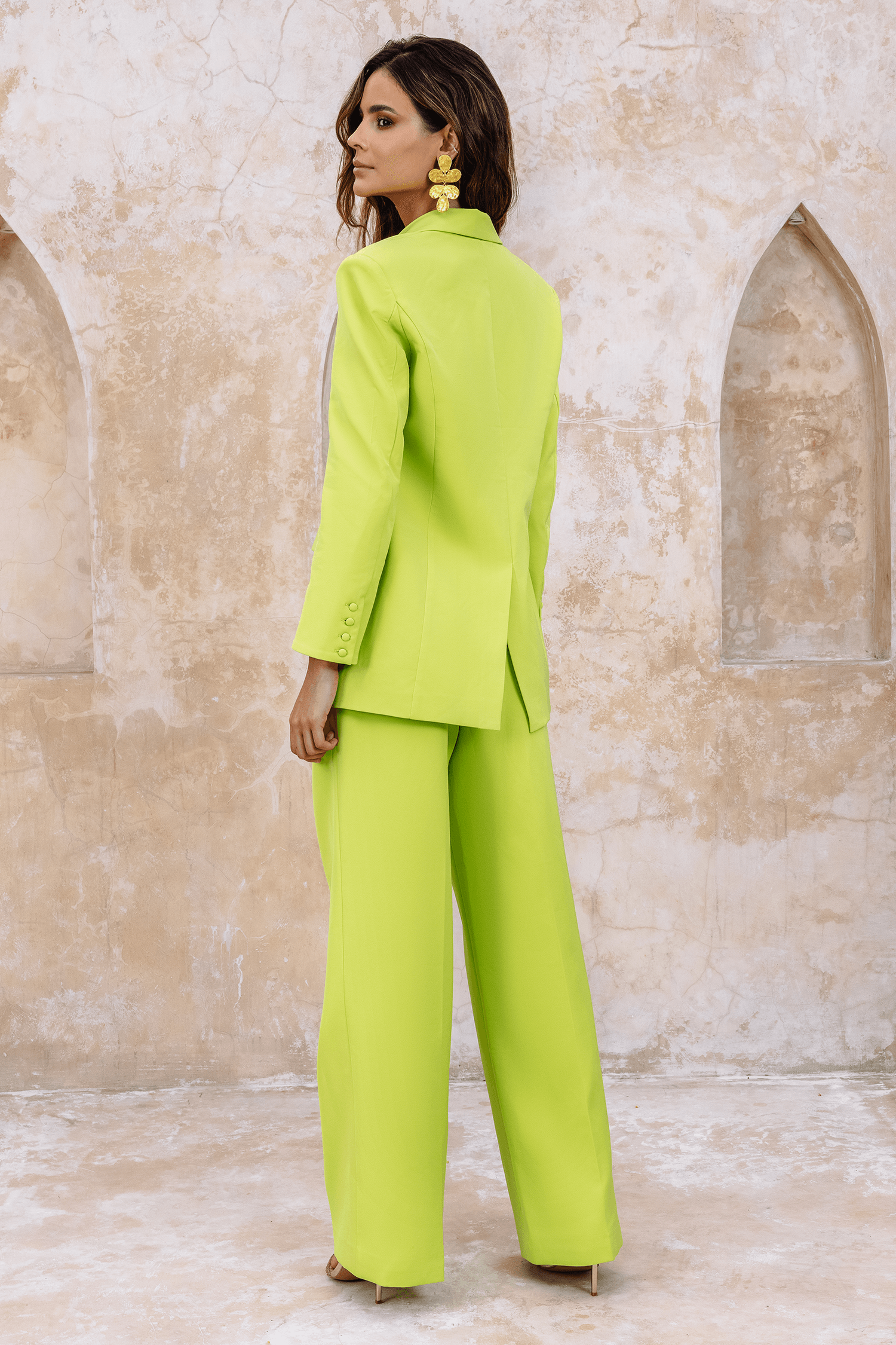 RAVEN Tailored Straight Leg Trousers In Chartreuse - Lavish Alice