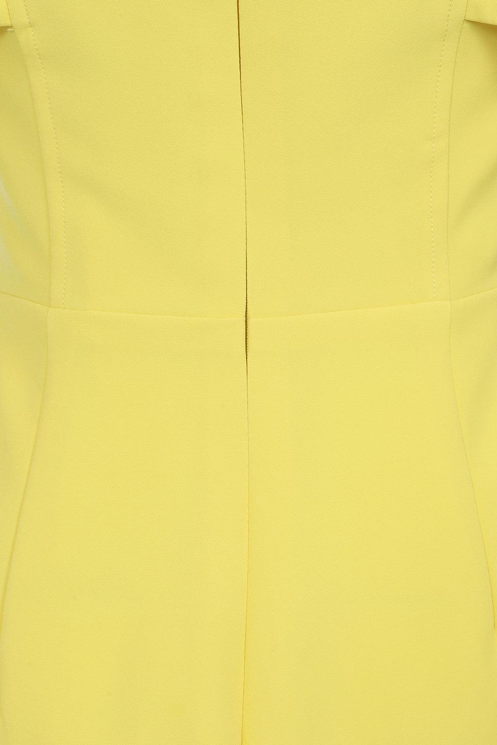 AUBREY Bustier Corset Wrap Midi Dress in Lemon Yellow - Lavish Alice